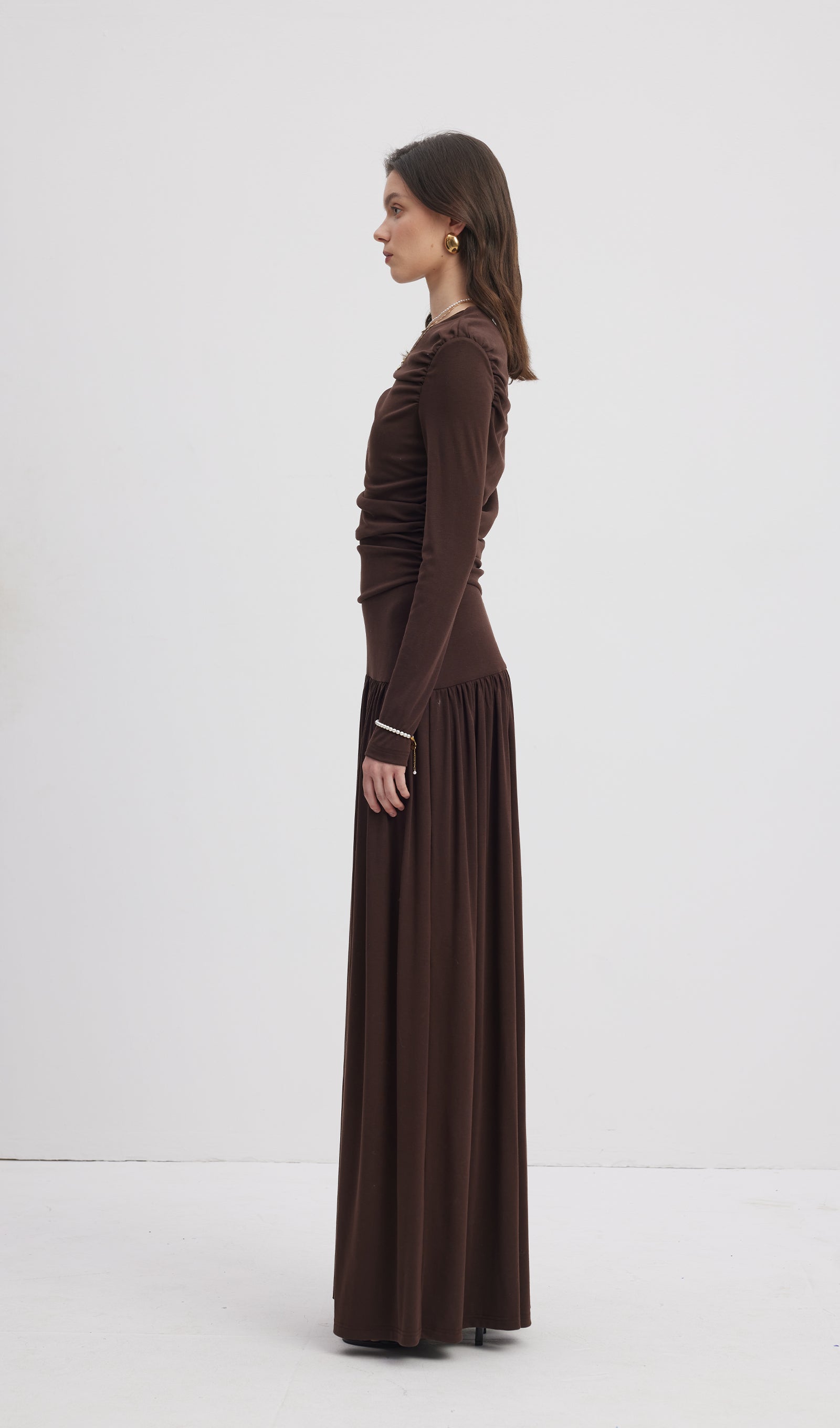 Fırfırlı Örme Maksi Elbise