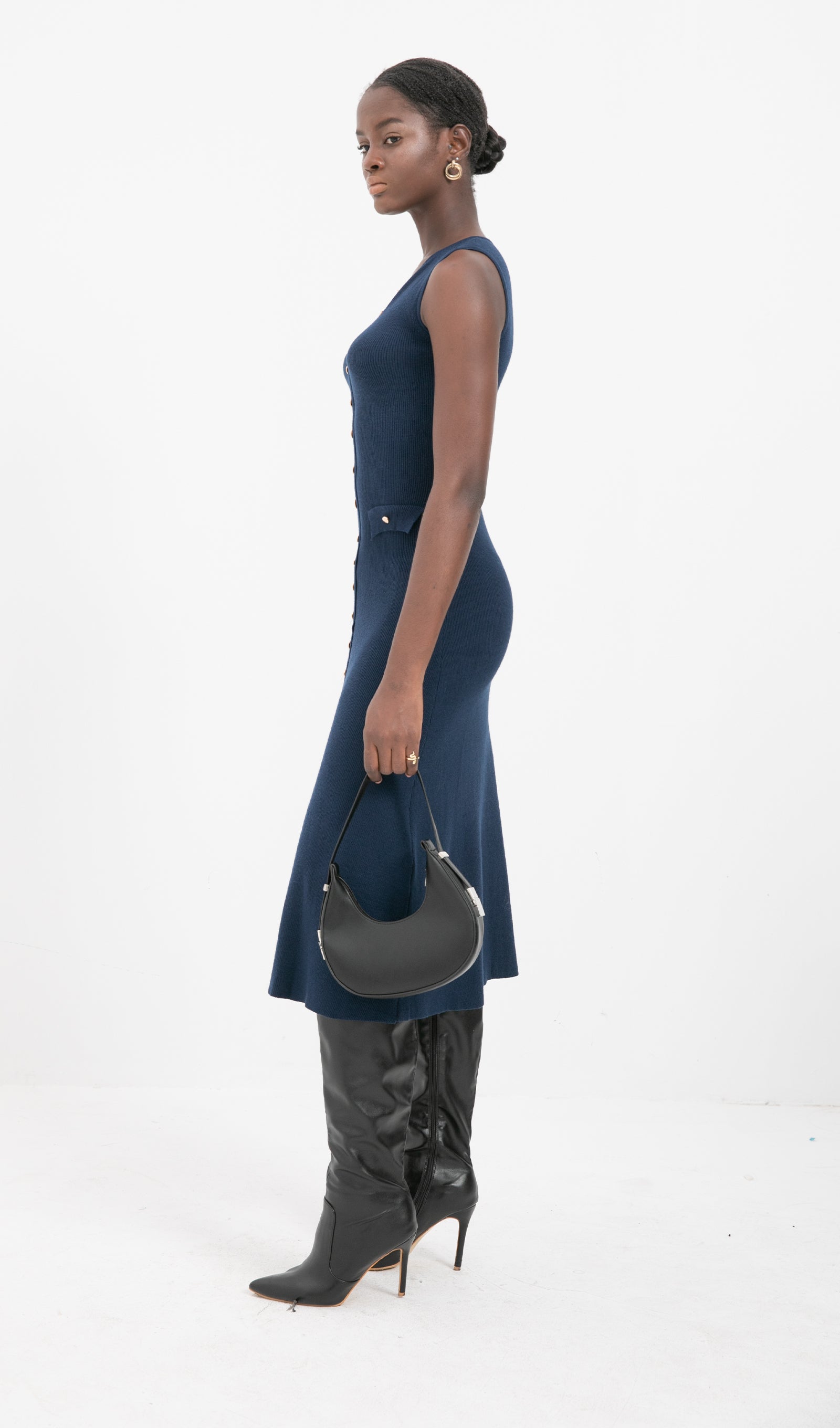 Trendy A-line Örme Midi Elbise