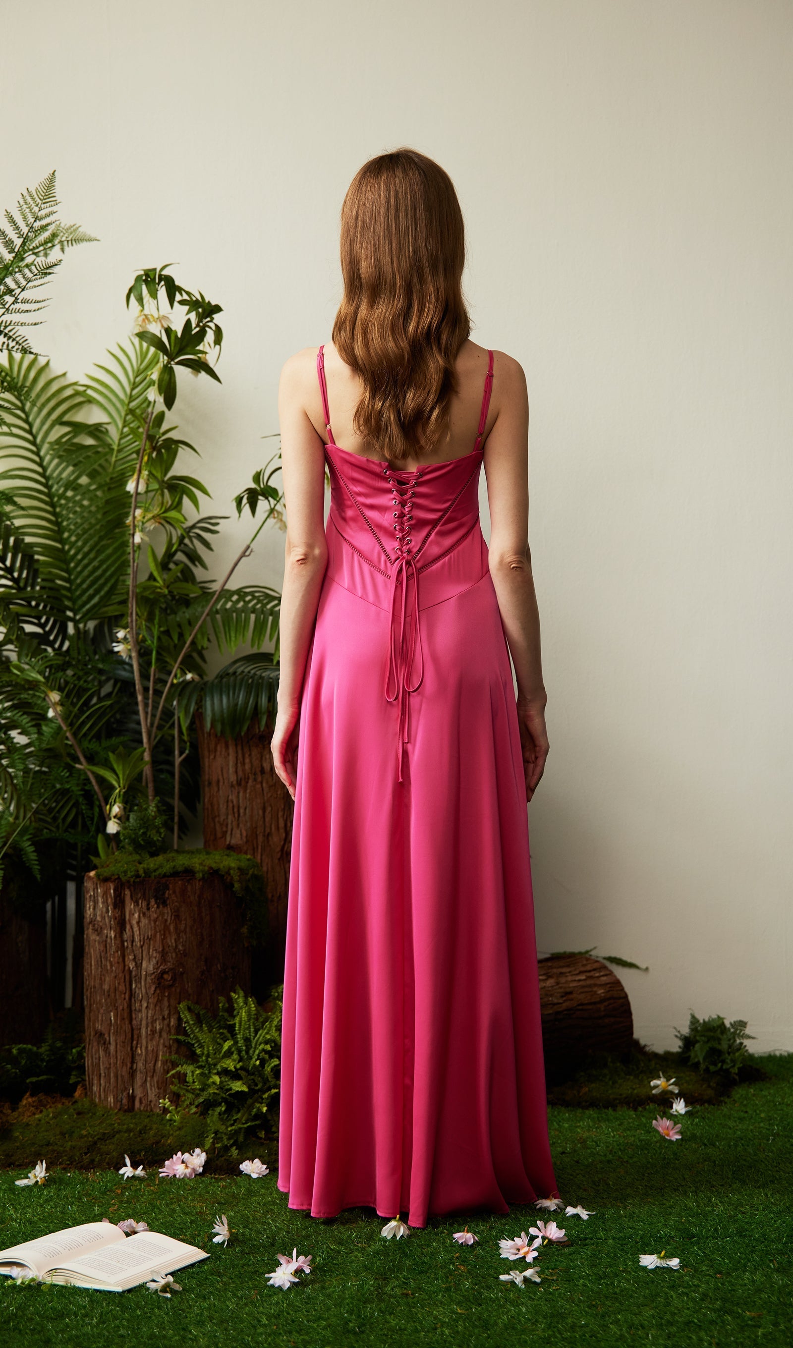 Saten Dantelli Maksi Elbise