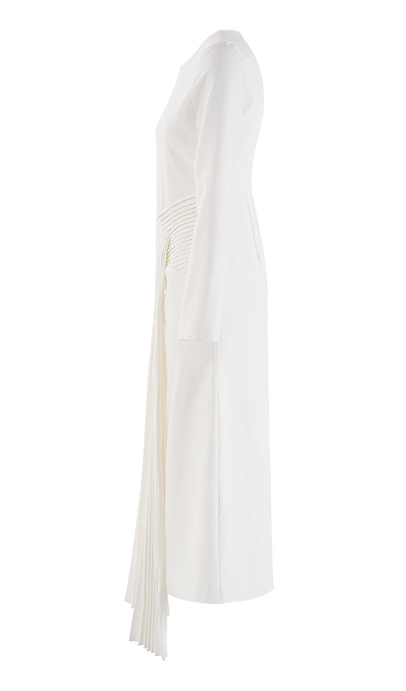 Düz Beyaz Fırfırlı Midi Elbise