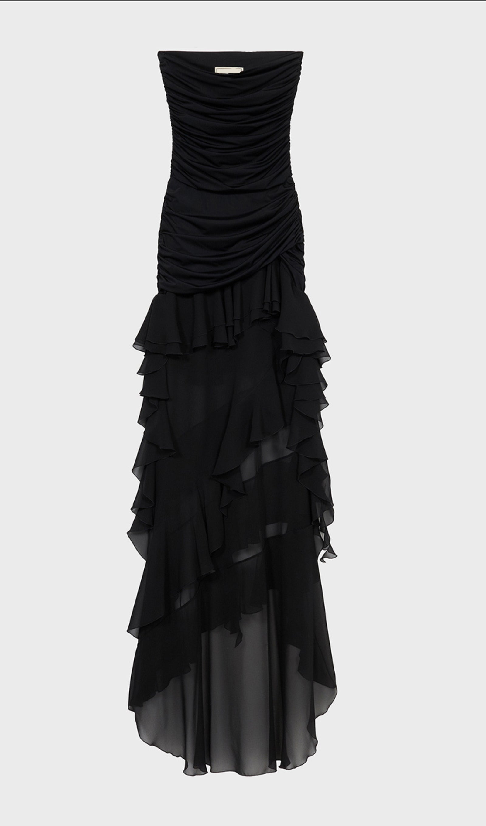 Büstiyer Şifon Fırfırlı Midi Elbise