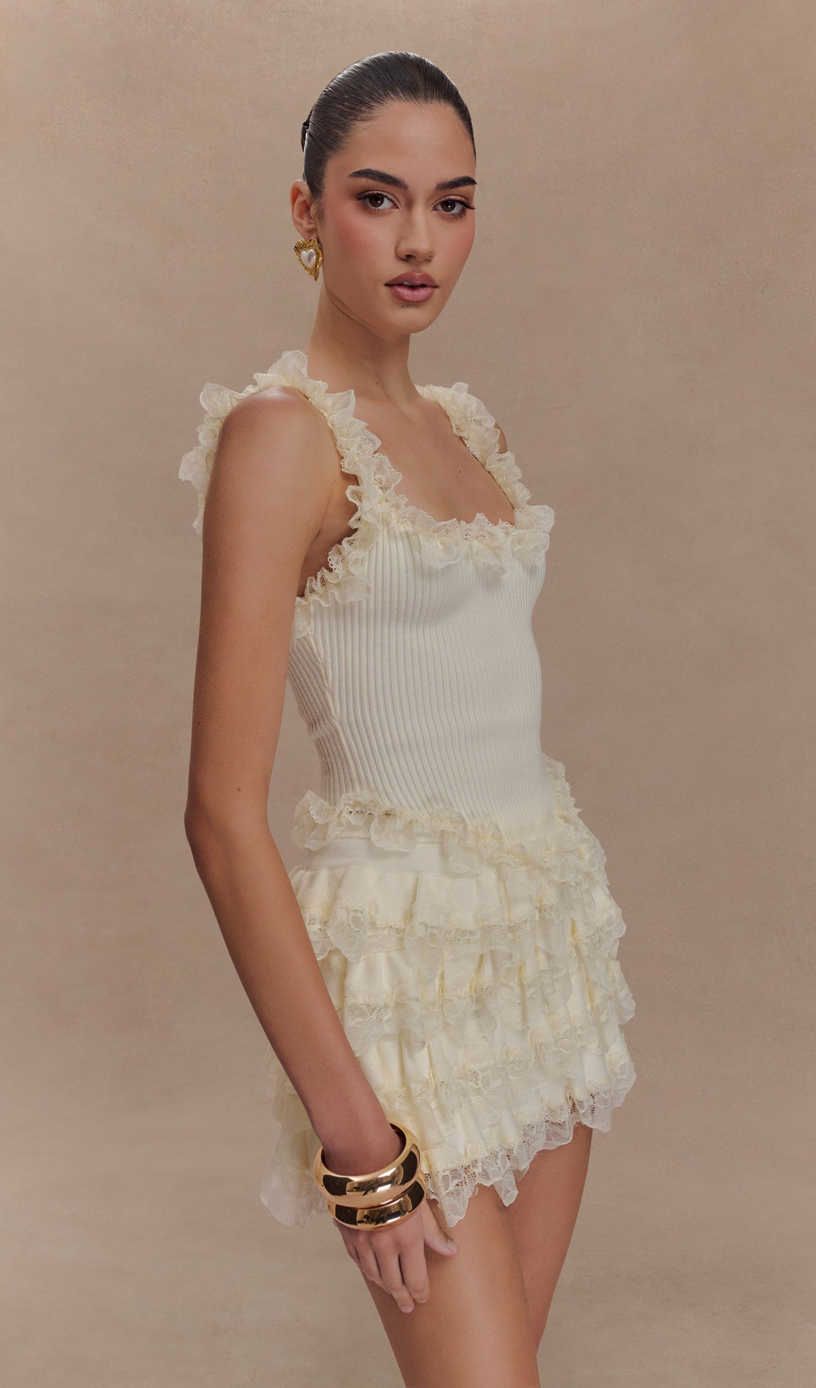 Dantel Fırfırlı Mini Etek