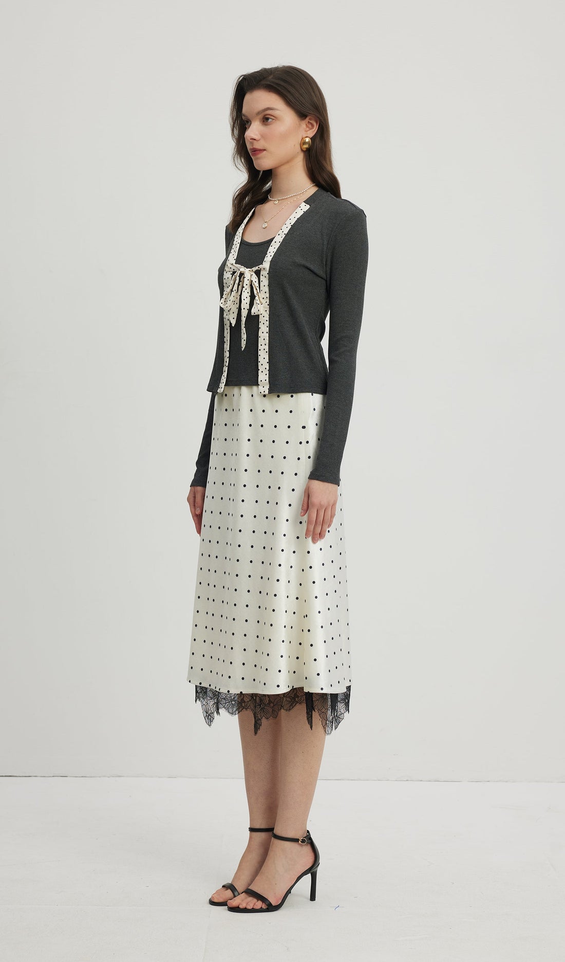 Puantiyeli Midi Etek