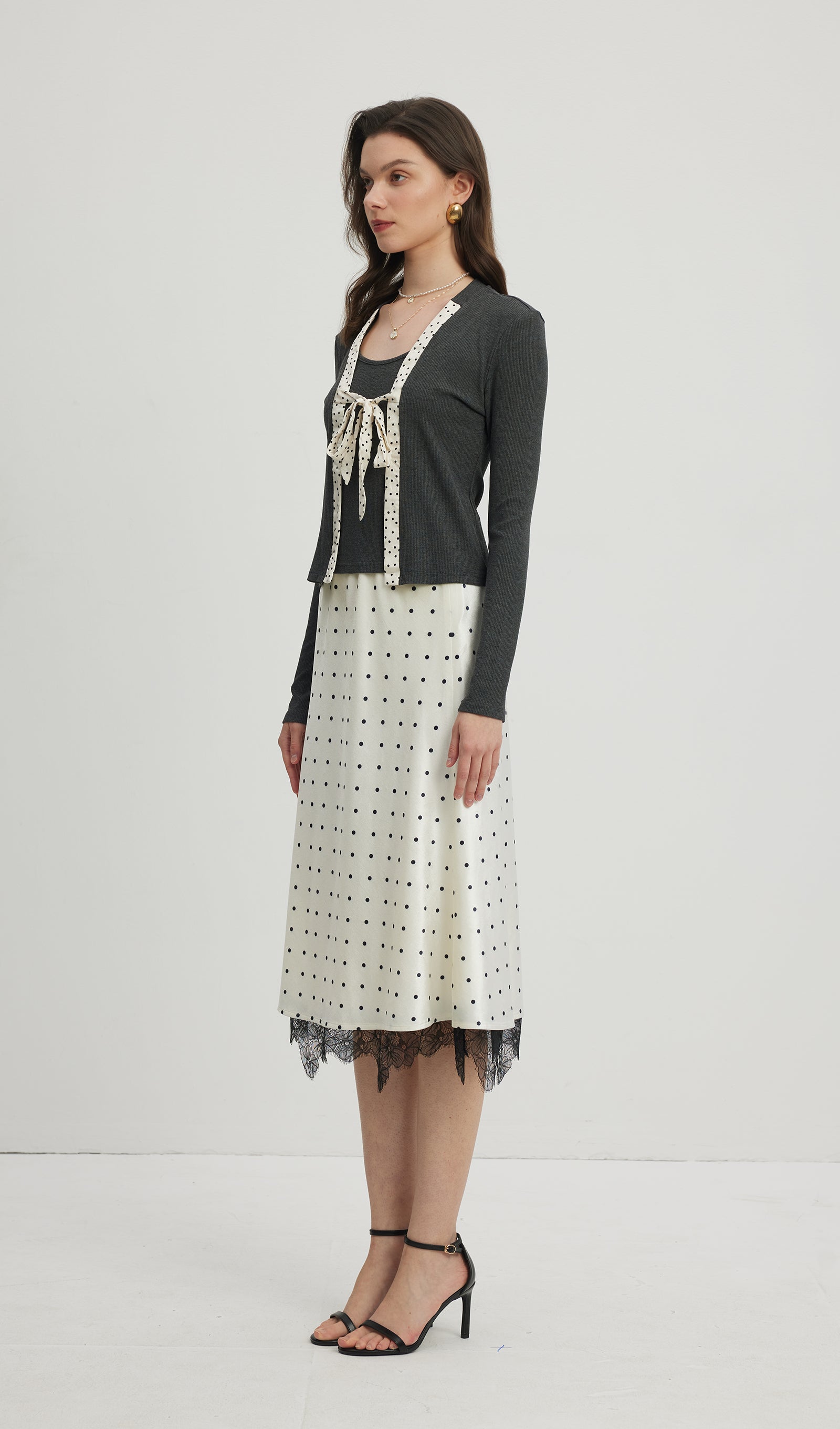 Puantiyeli Midi Etek