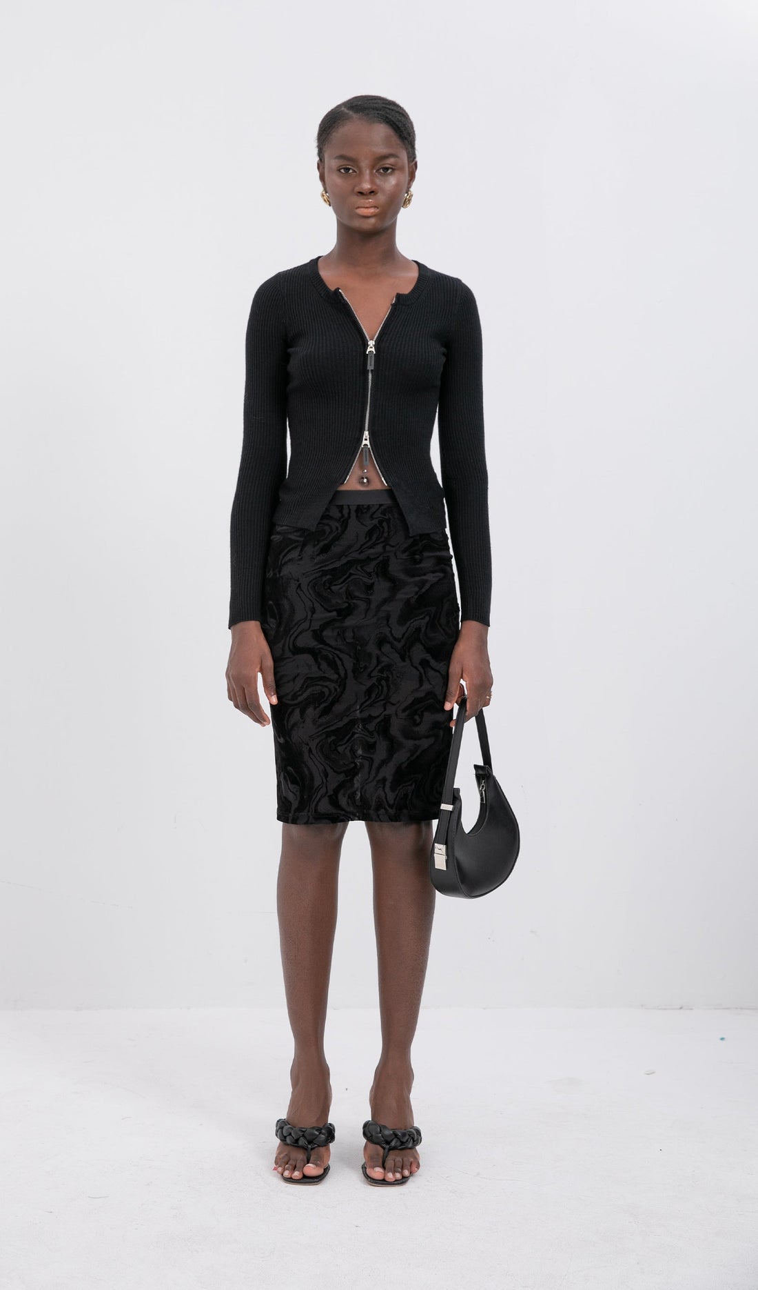 Fermuarlı Ribana Örgü Hırka Üst