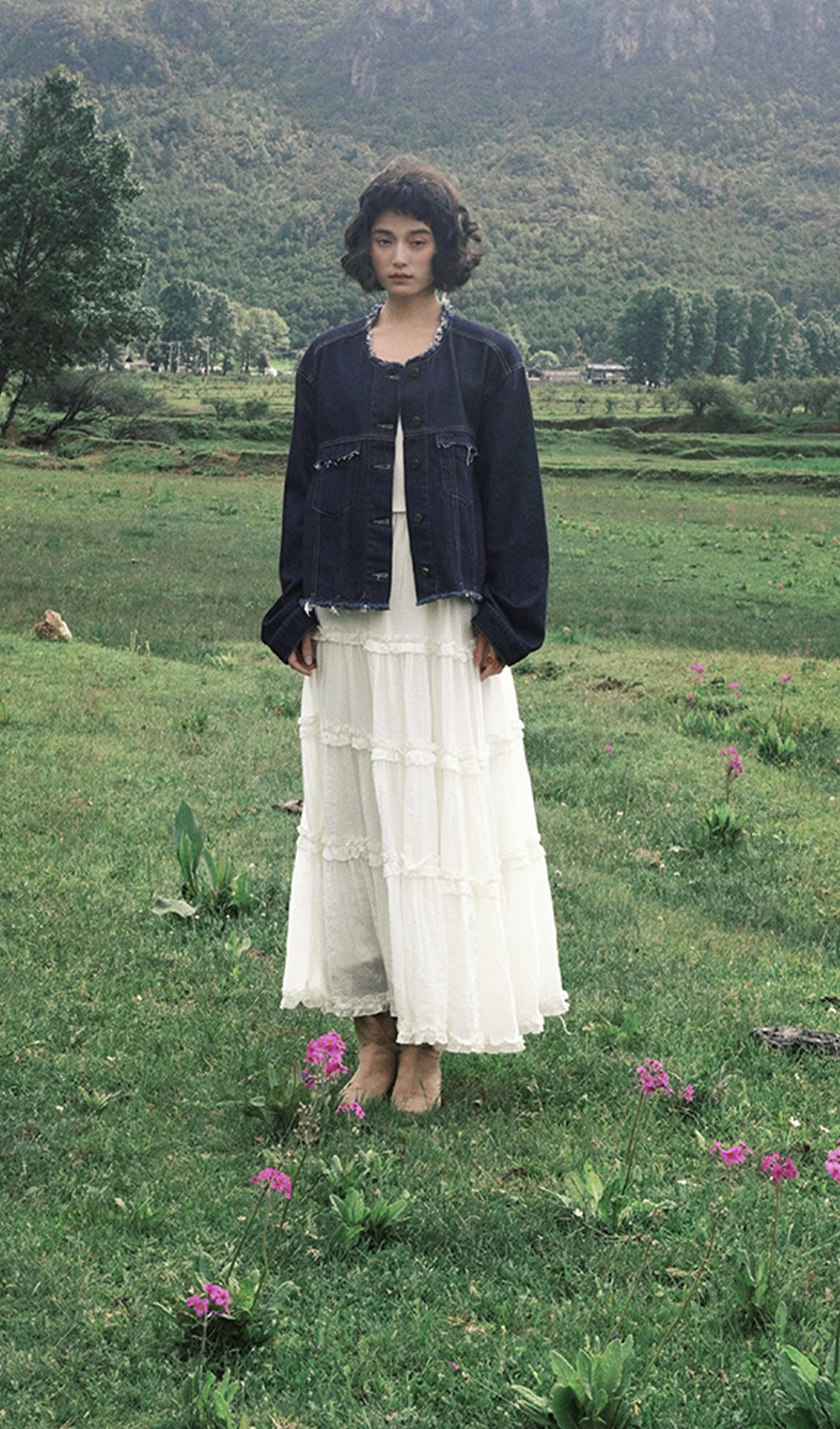 Düz Fırfırlı Maksi Etek