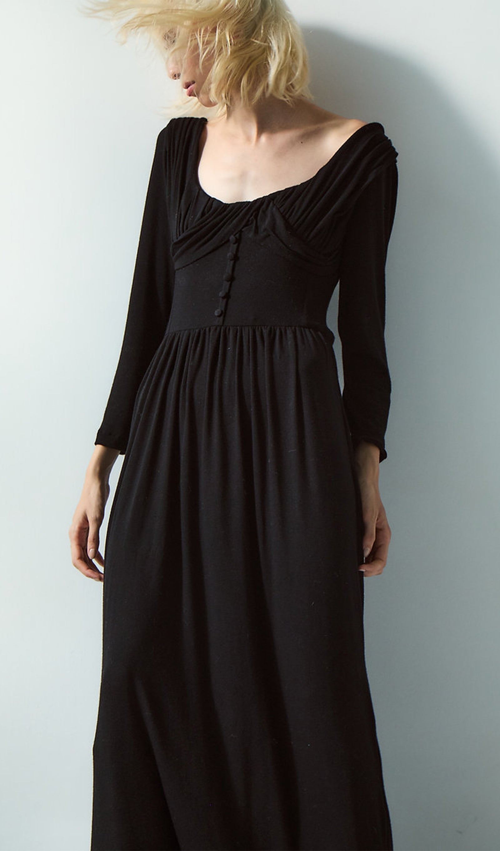 Angora Karışımlı Fırfırlı Maksi Elbise