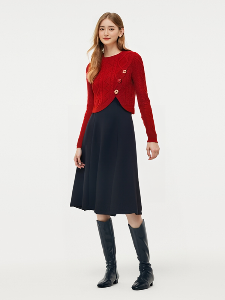 Lyocell Yün Karışımlı Örgü Ceket Ebise Takım