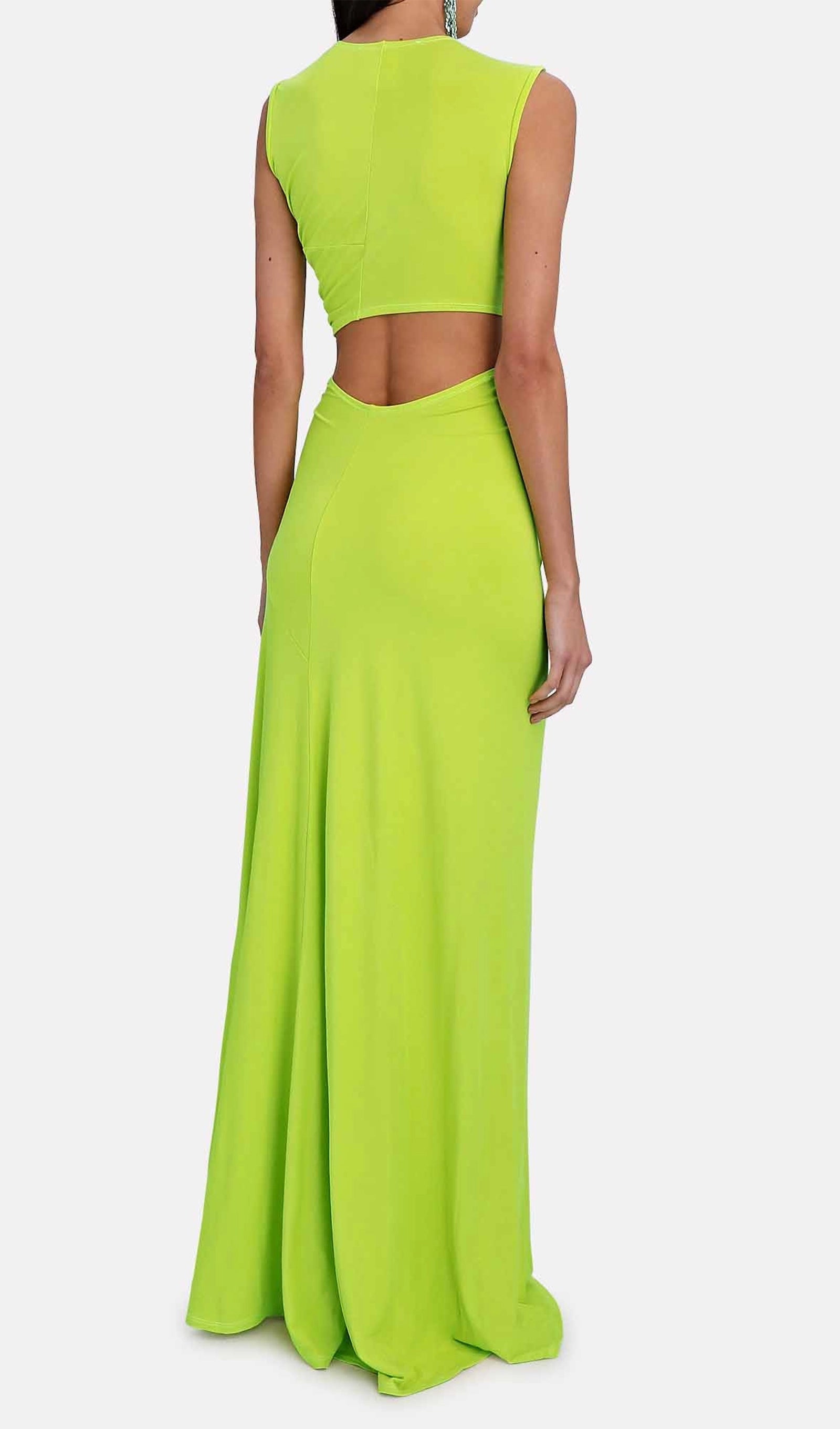 Tek Omuz Kesimli Maksi Pareo Elbise-Yeşil