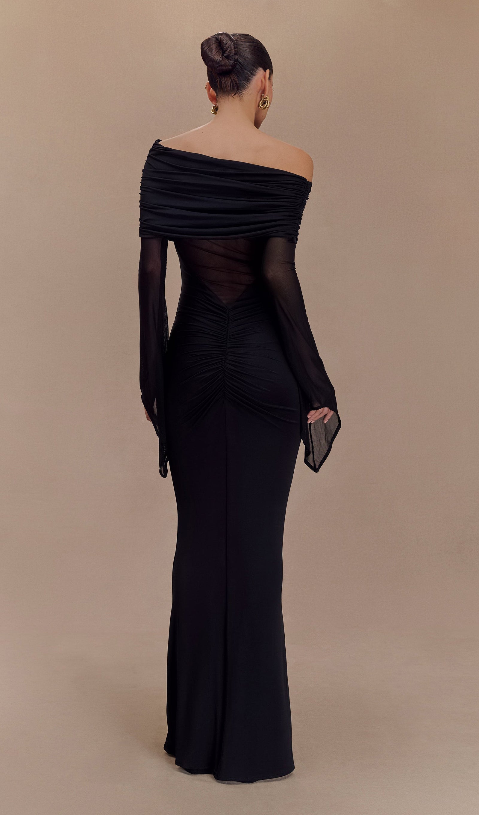 Tek Omuz Slinky Dantelli Maksi Elbise-Mavi