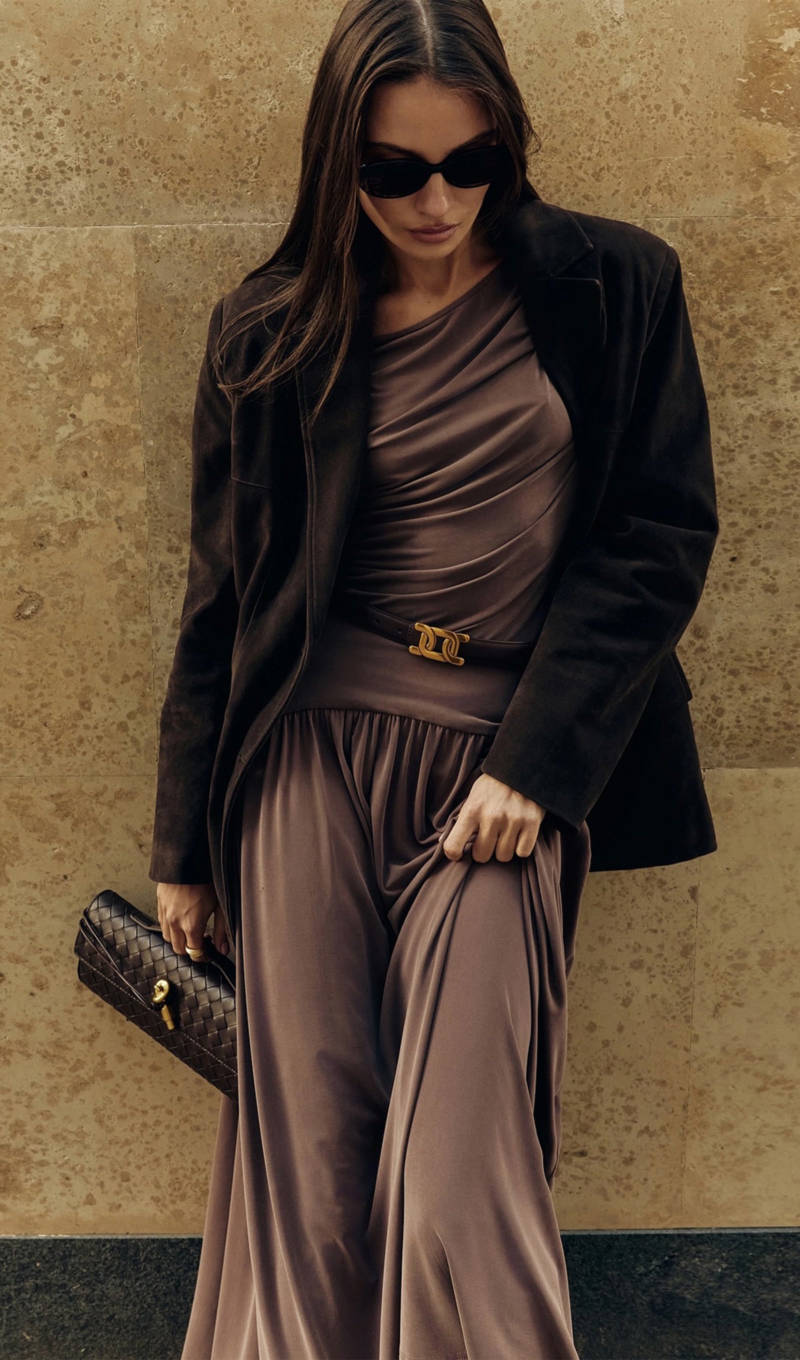 Fırfırlı Örme Maksi Elbise