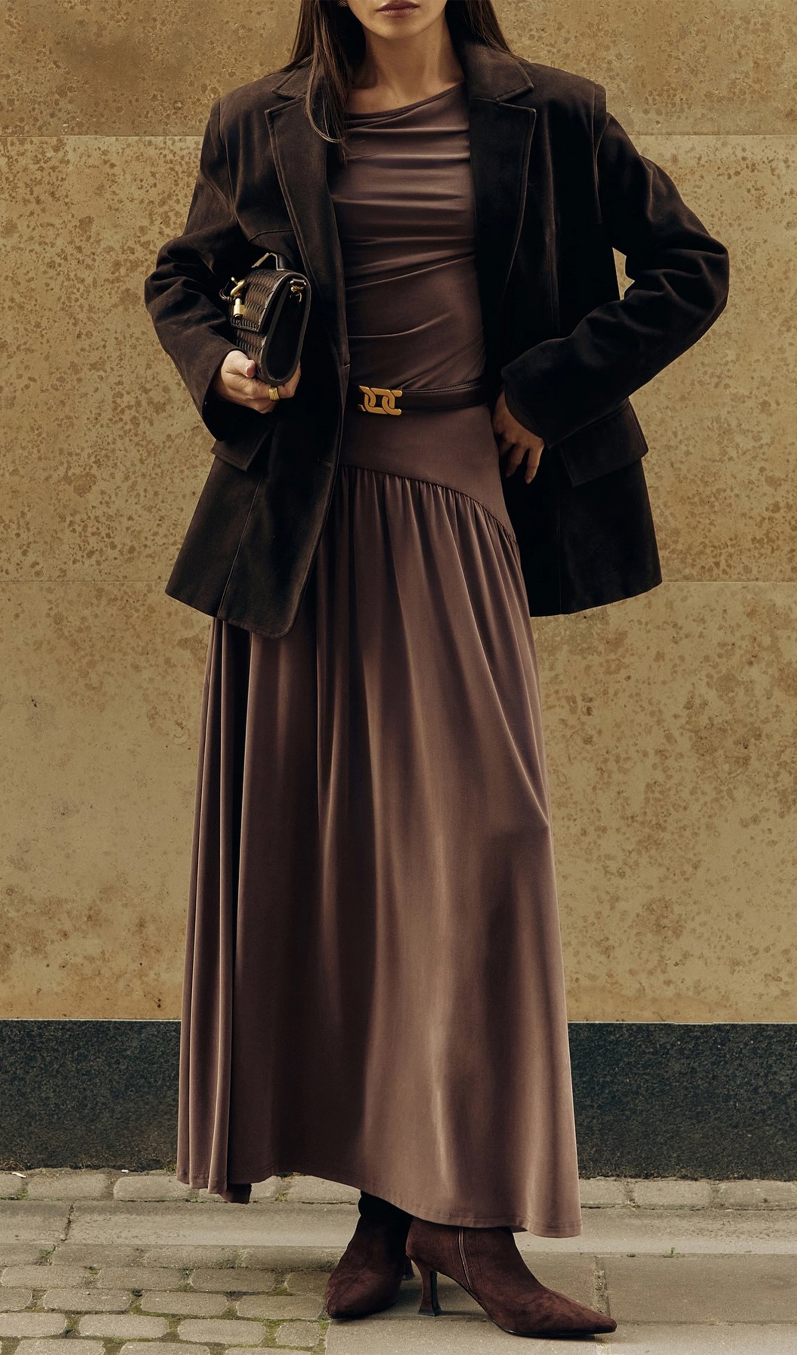 Fırfırlı Örme Maksi Elbise