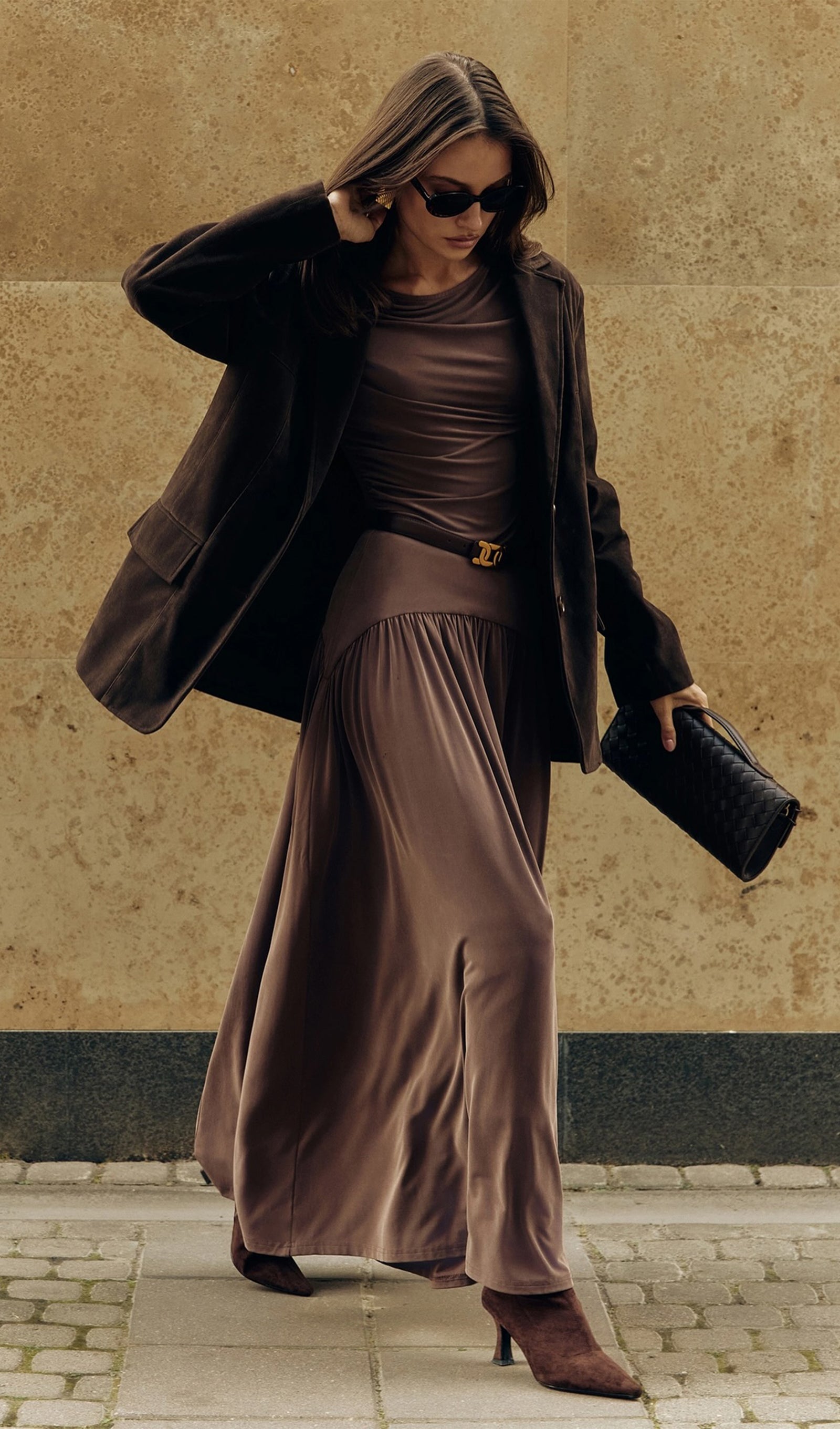 Fırfırlı Örme Maksi Elbise