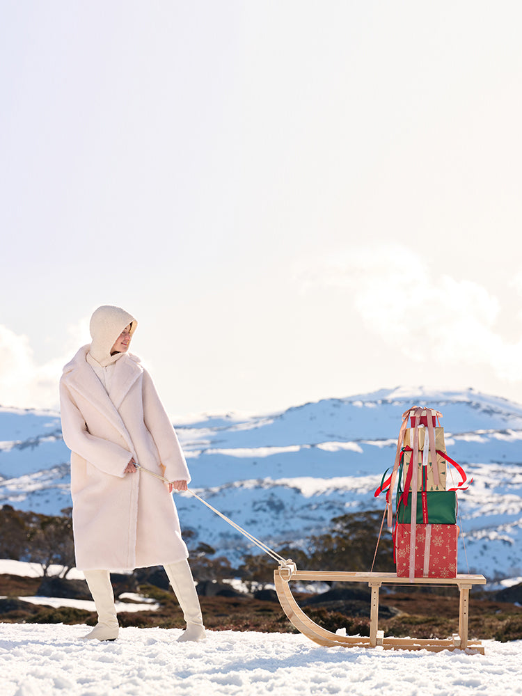 Teddy Kuzu Yünü Yaka Oversized Kaban