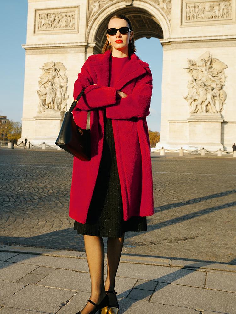 Teddy Kuzu Yünü Yaka Oversized Kaban