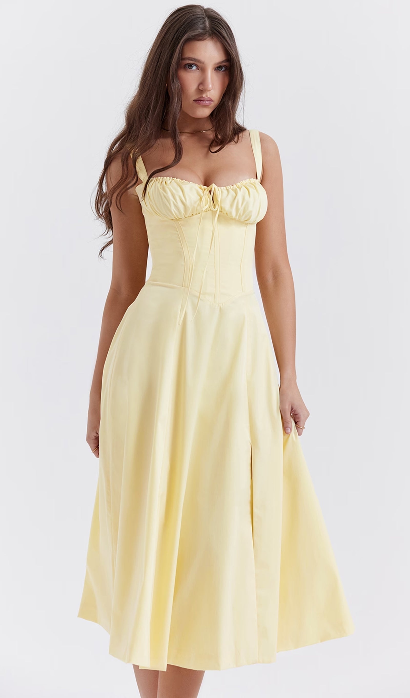 Büstiyer Midi Güneş Elbisesi