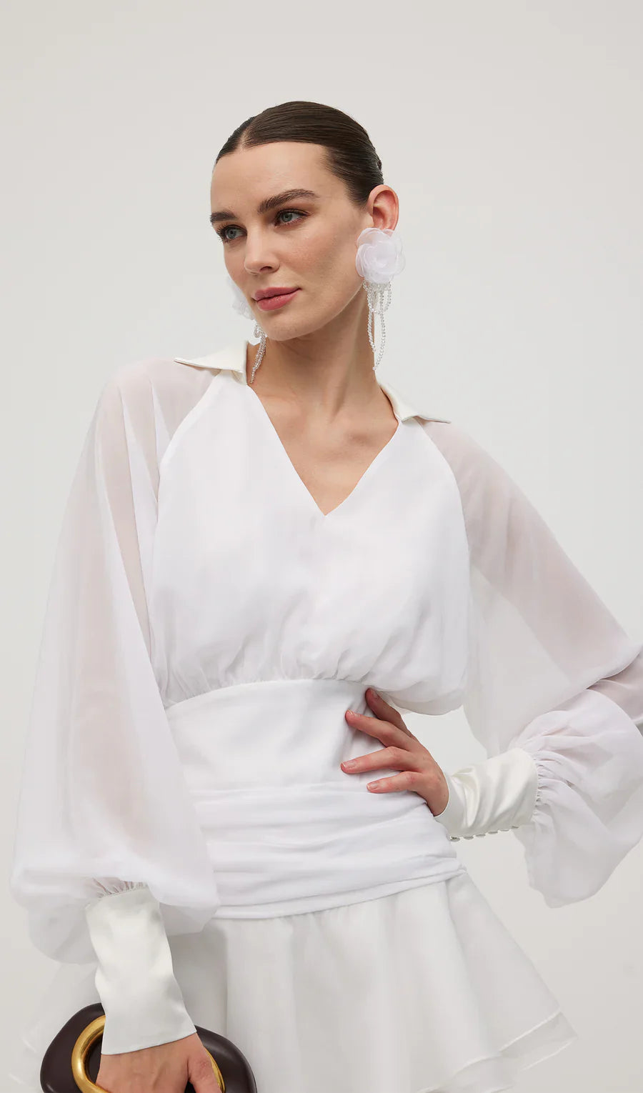 Düz Fener Kollu Mini Elbise