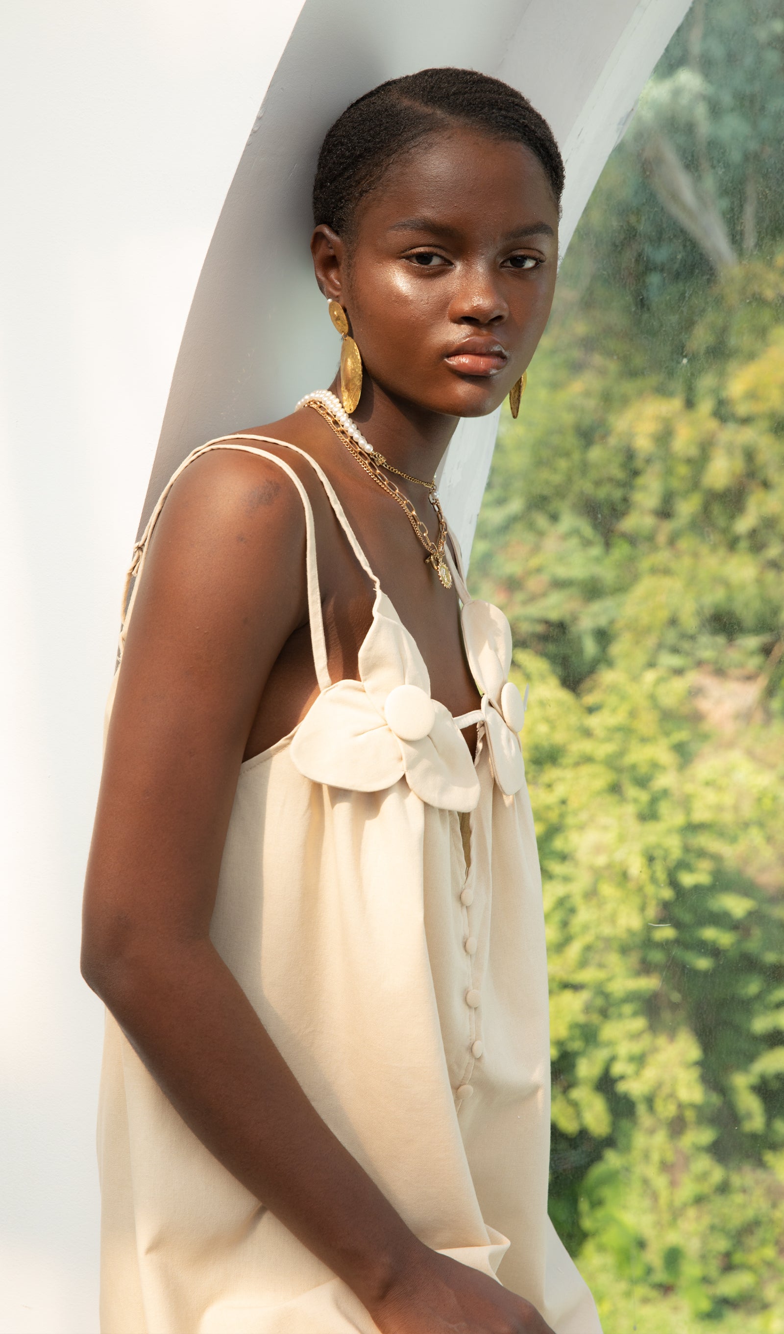 Trendy V Yaka Çiçekli Yüksek Yırtmaçlı Maksi Elbise