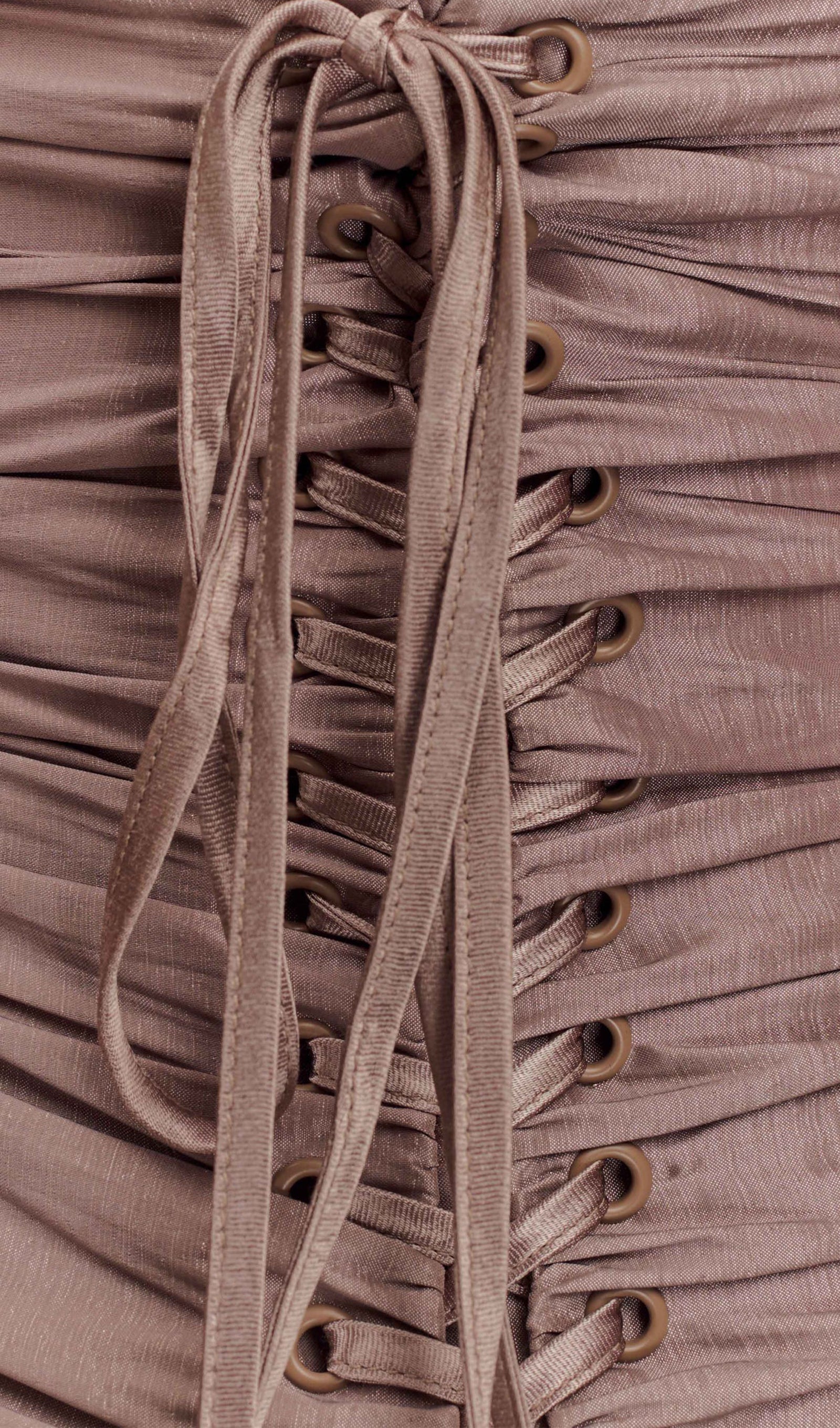 Straplez Tafta Maksi Elbise