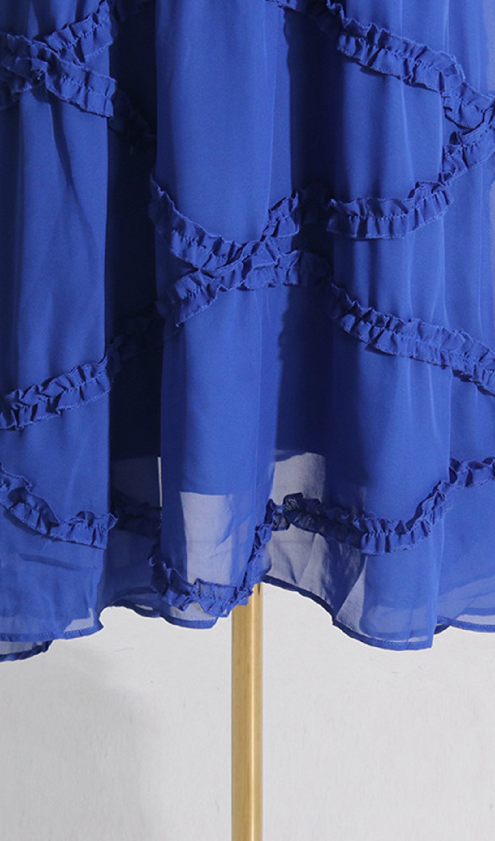 File Uzun Kollu V Yaka Maksi Elbise