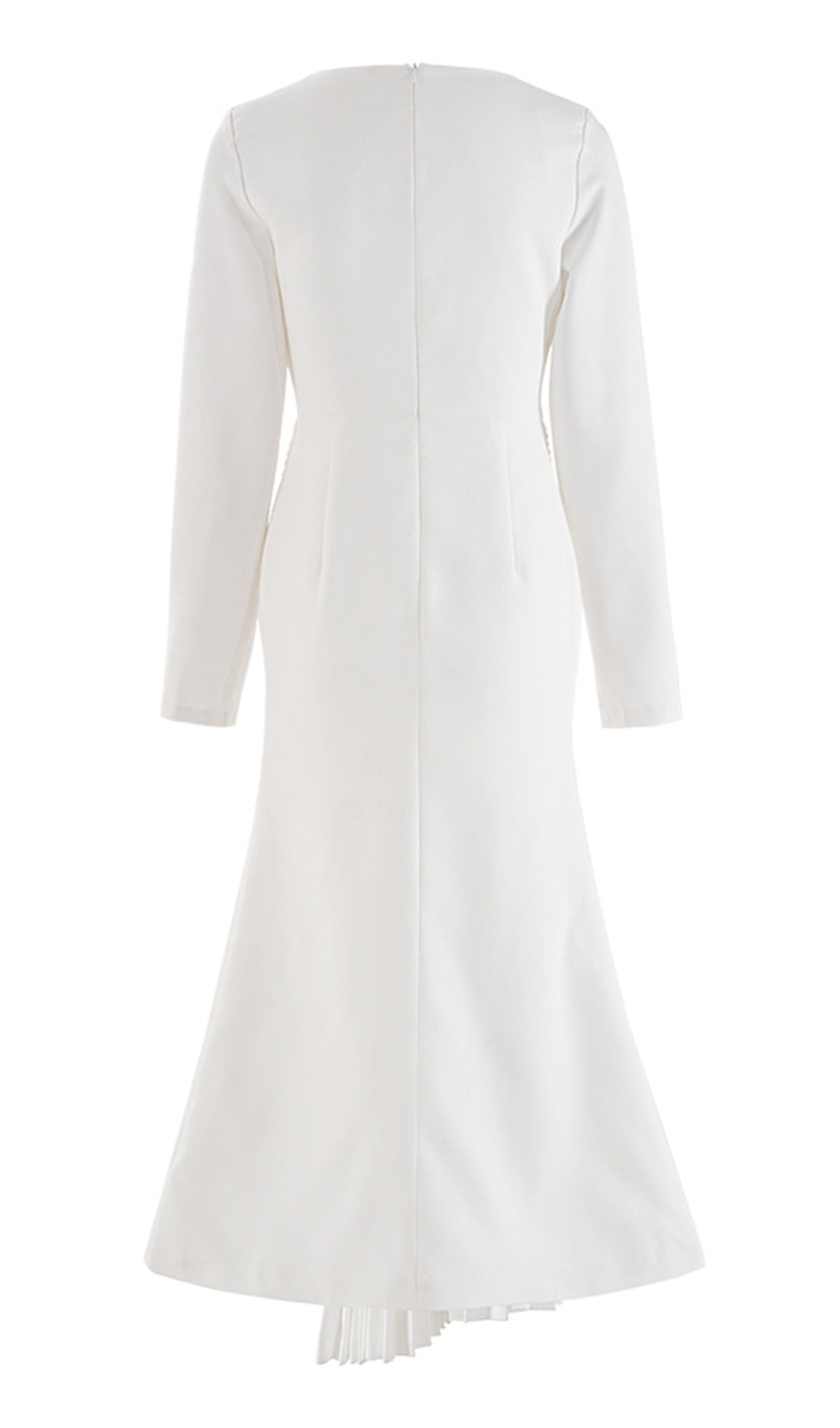 Düz Beyaz Fırfırlı Midi Elbise