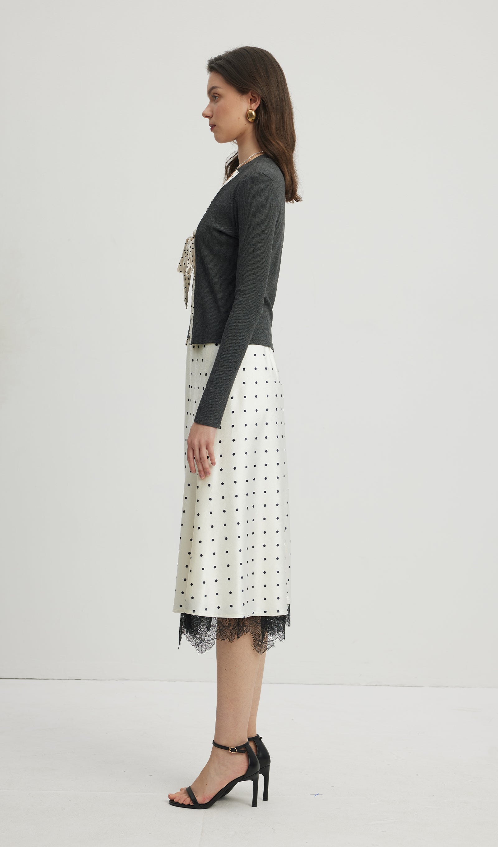 Puantiyeli Midi Etek