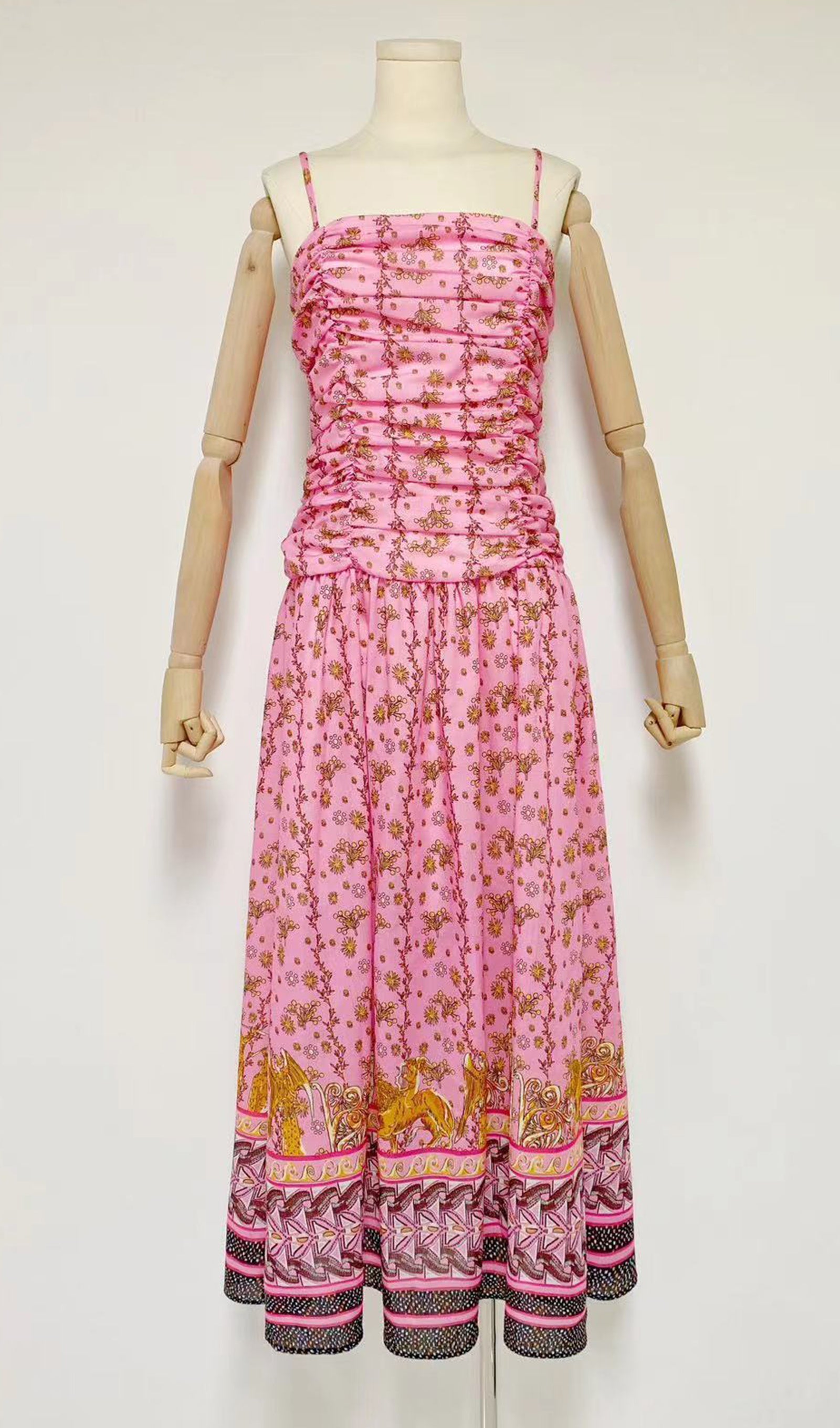 Çiçekli Scrunch Fit ve Flare Maksi Elbise