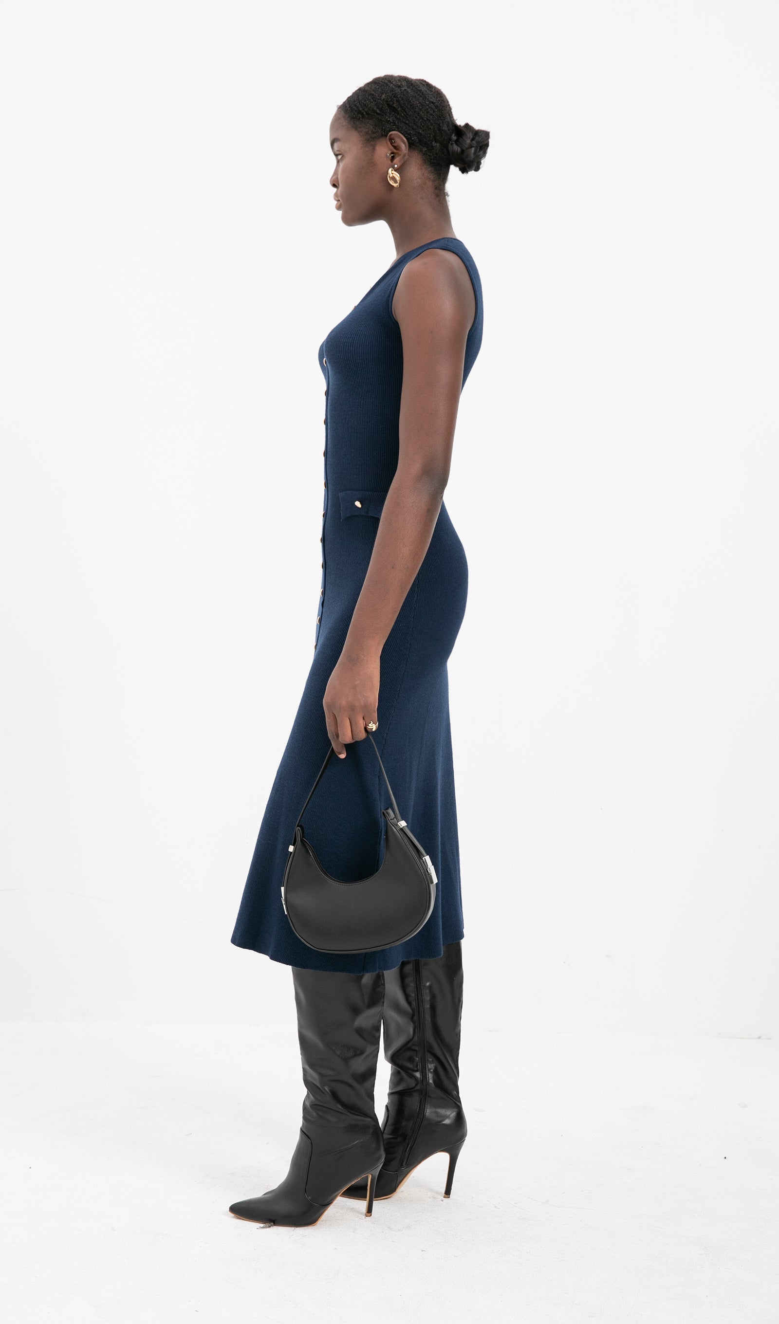 Trendy A-line Örme Midi Elbise