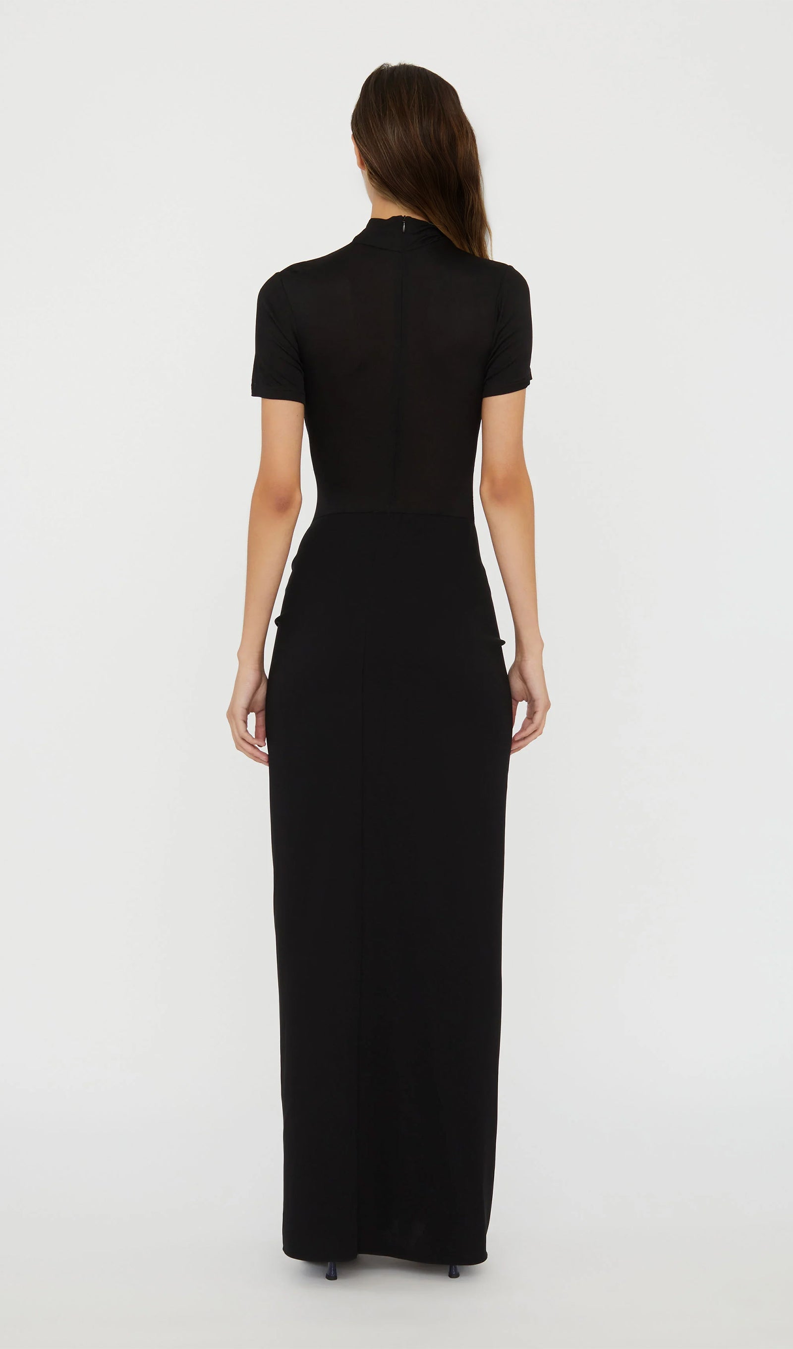 Siyah Fusion Dantelli Maksi Elbise