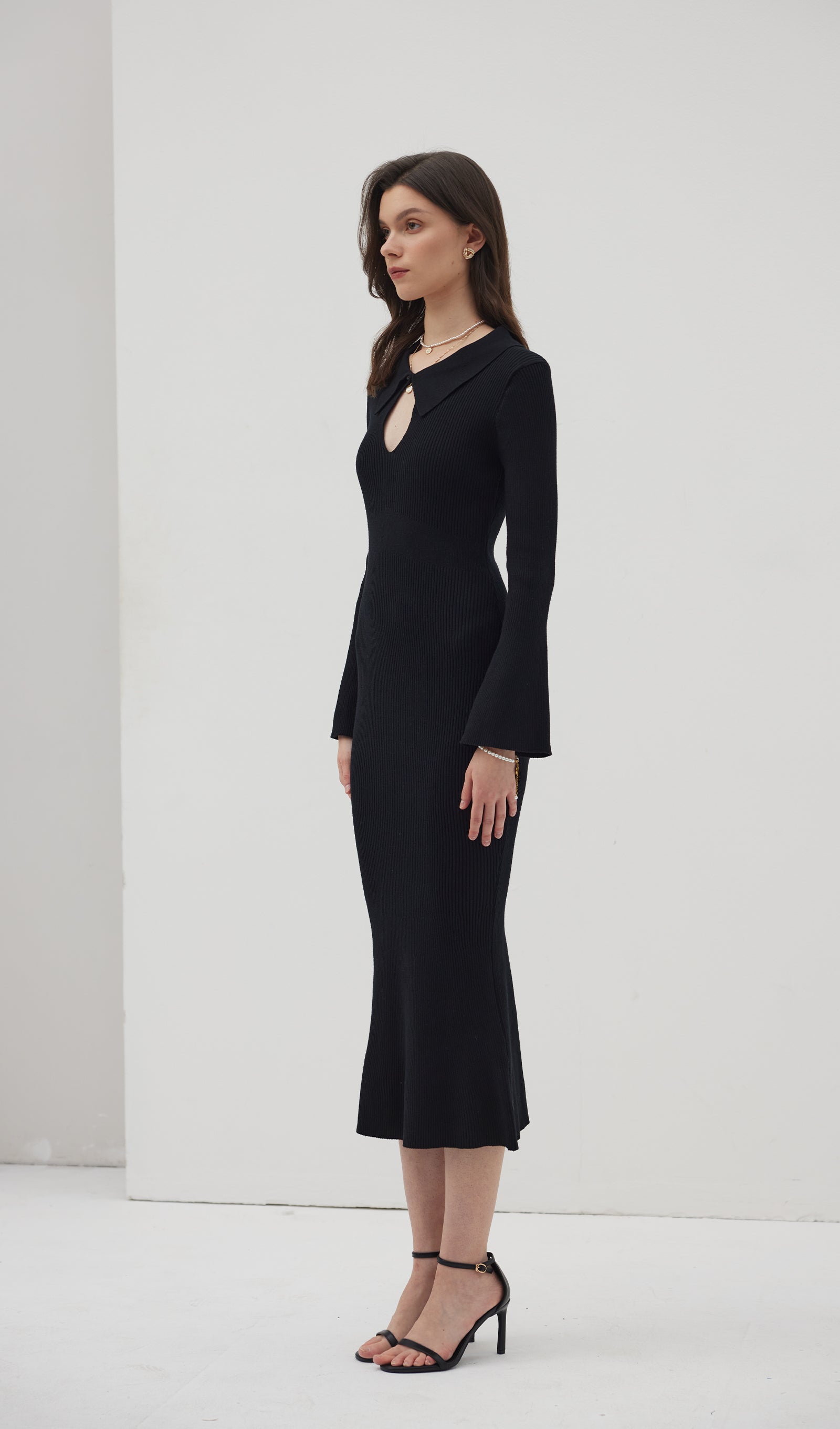 Düz Örme İçi Boş Maksi Elbise