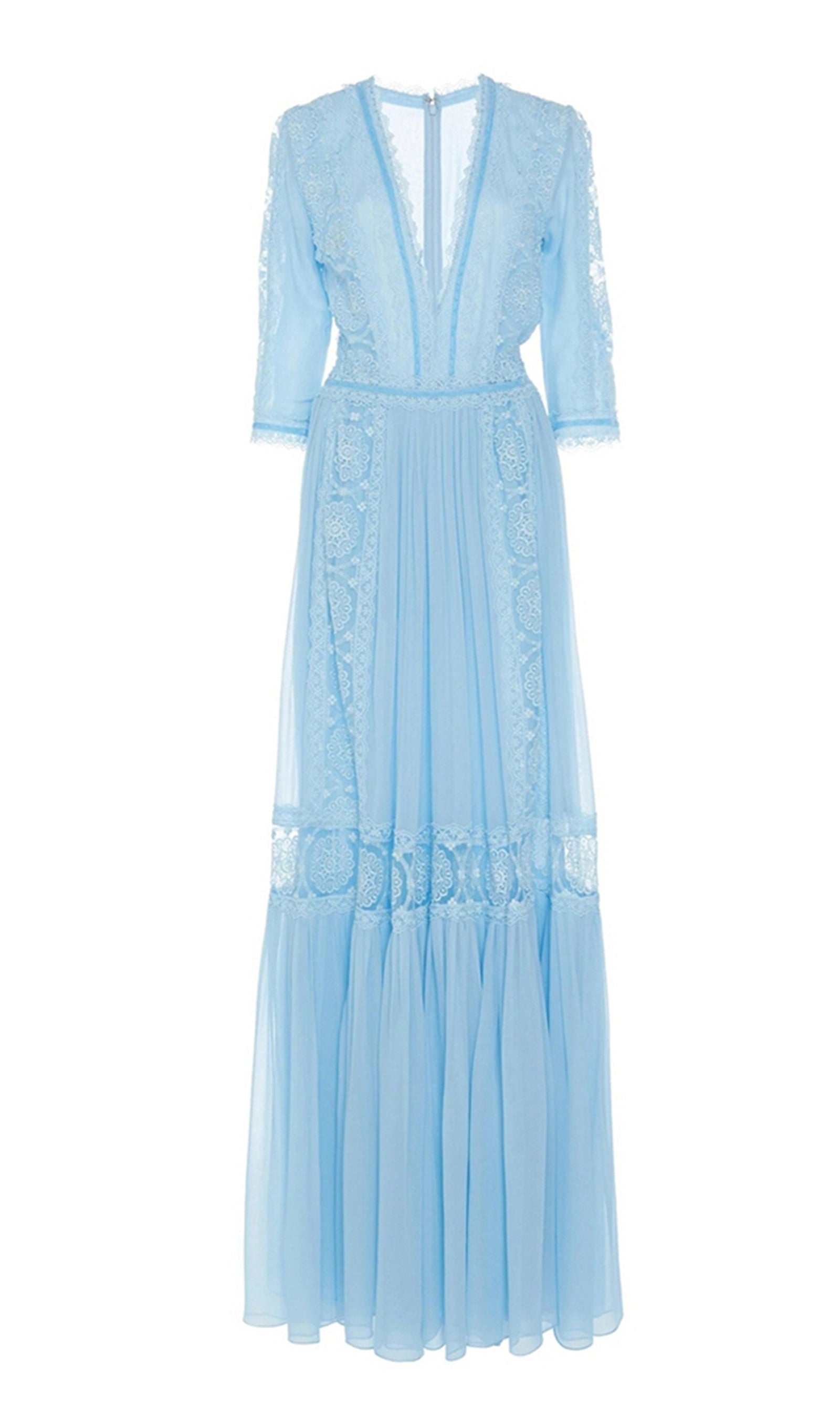 Kroşe Dantel V Yaka Maxi Salıncak Elbise