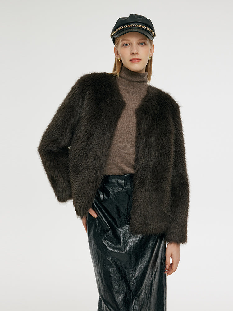 Çevre Dostu Kürk Kadın Kısa Kaban