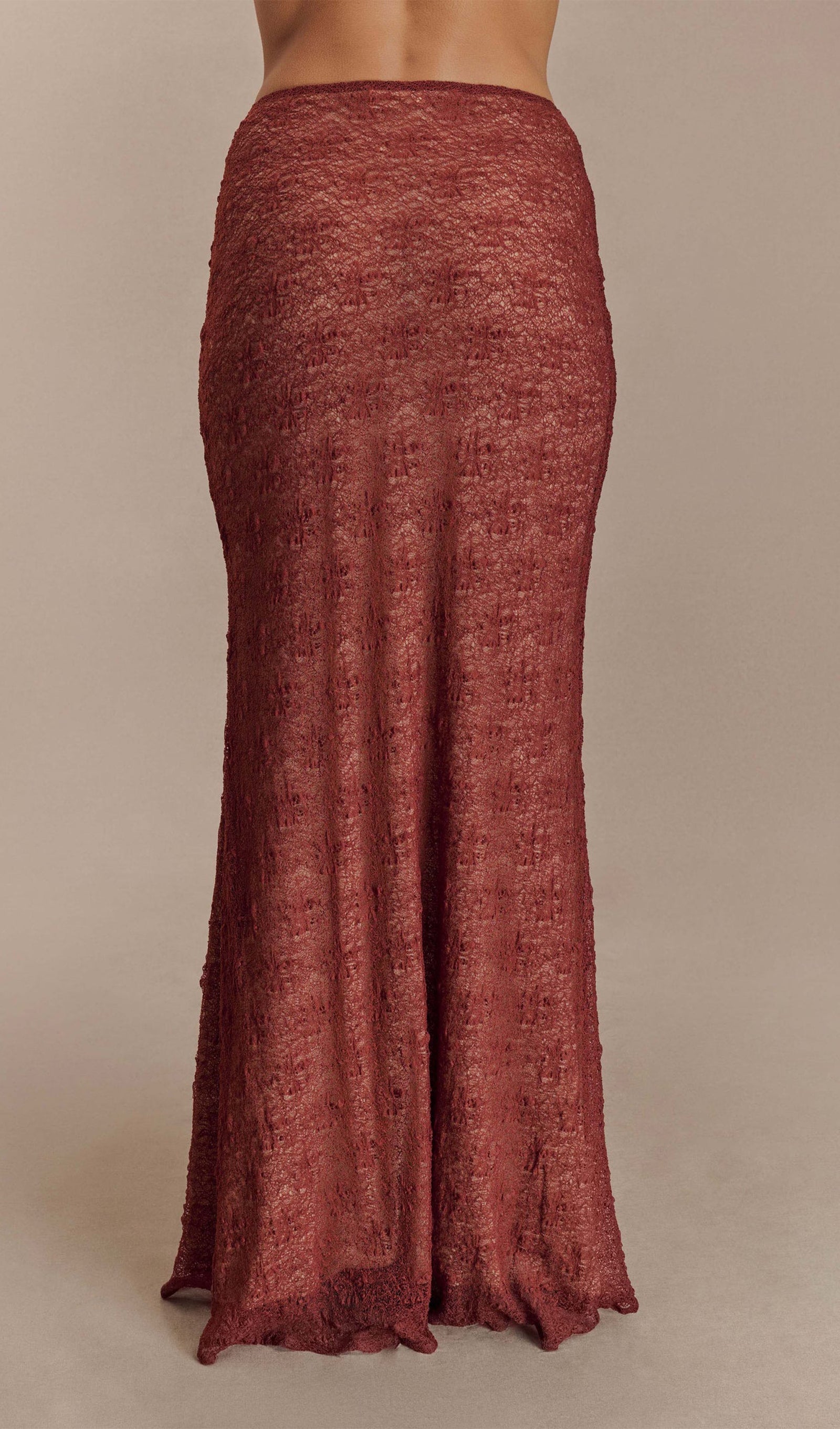 Şeffaf Dantel Maksi Etek