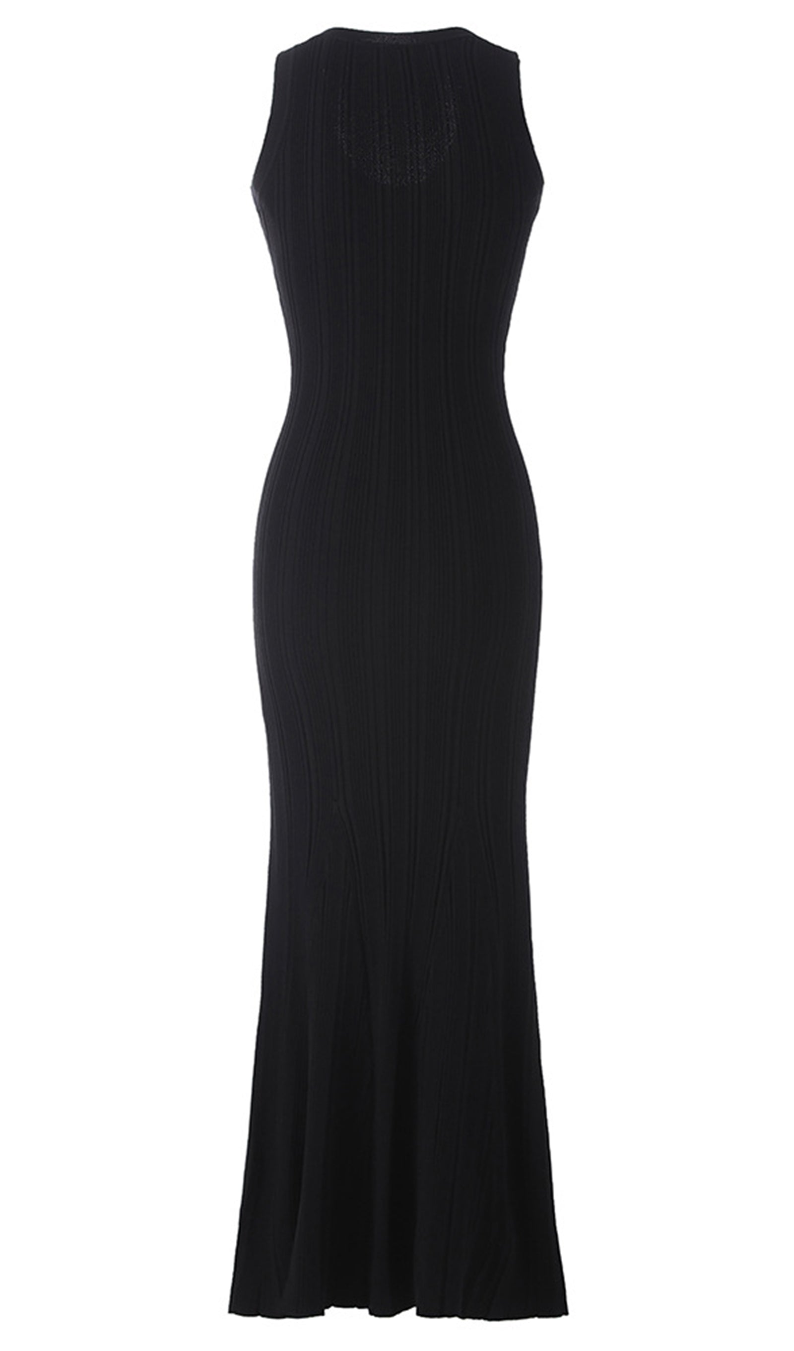 Metalik Düğmeli Örgü Midi Elbise Siyah