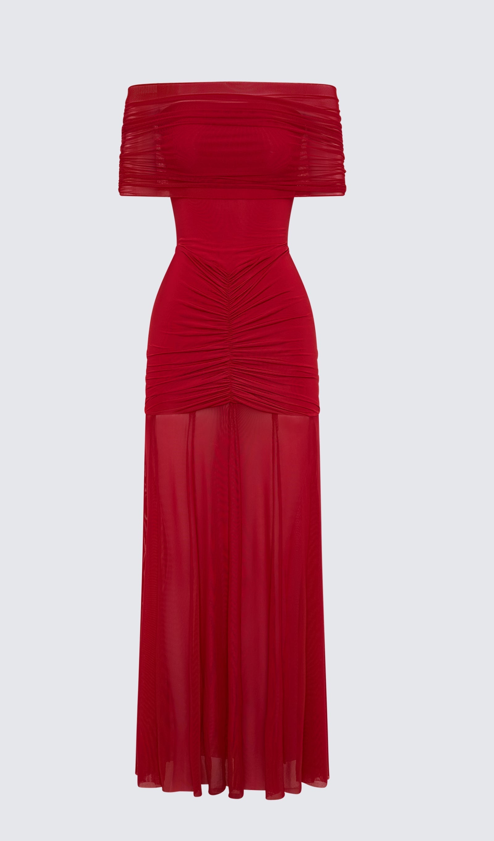 Slinky Kapalı Omuz Maksi Elbise - Kırmızı