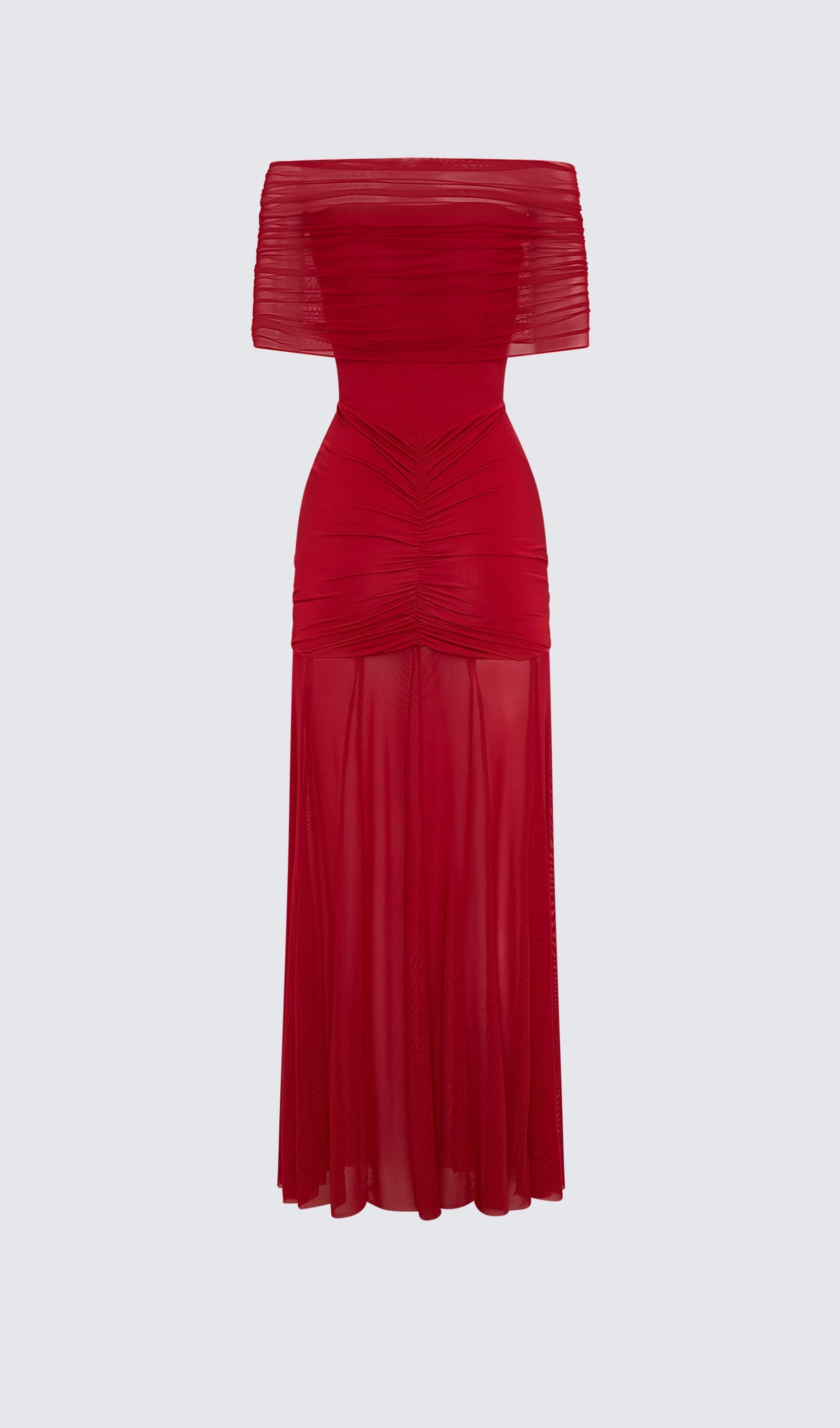 Slinky Kapalı Omuz Maksi Elbise - Kırmızı