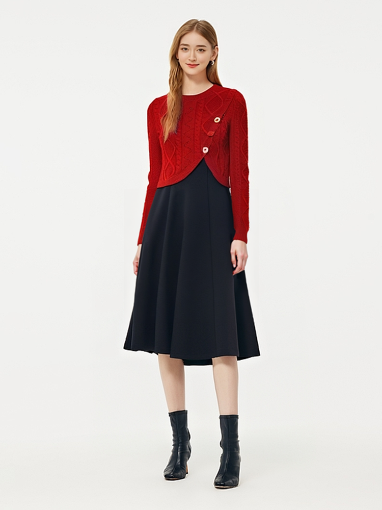 Lyocell Yün Karışımlı Örgü Ceket Ebise Takım