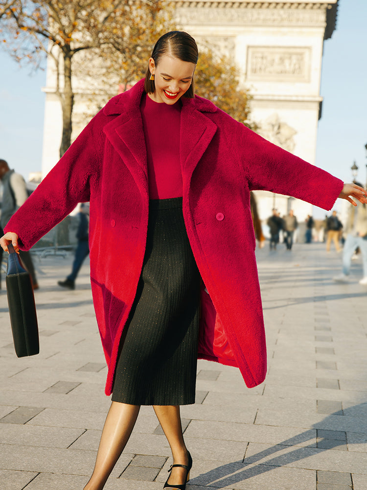 Teddy Kuzu Yünü Yaka Oversized Kaban