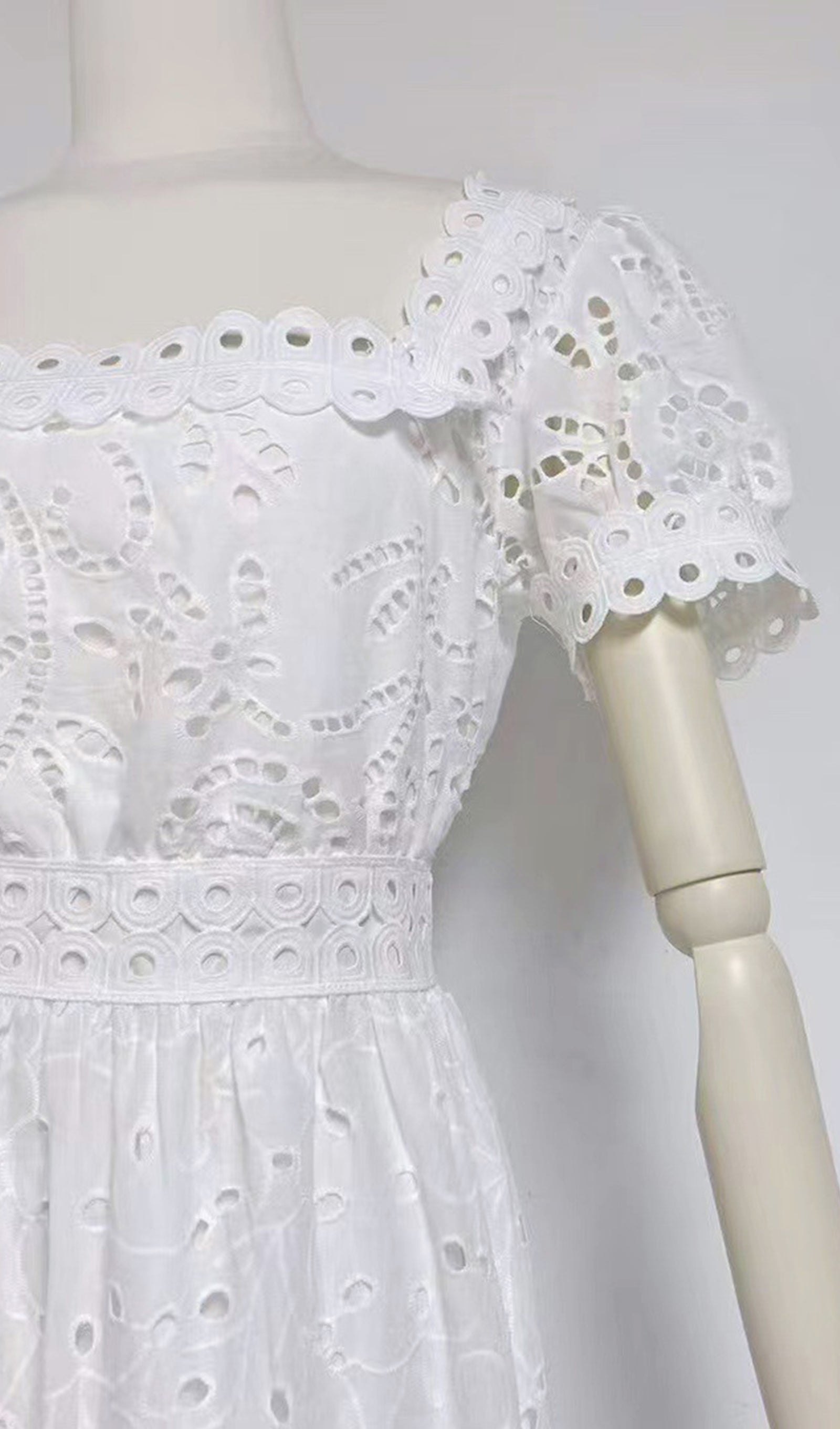 Kare Yaka A Line Kroşe Maxi Elbiseler