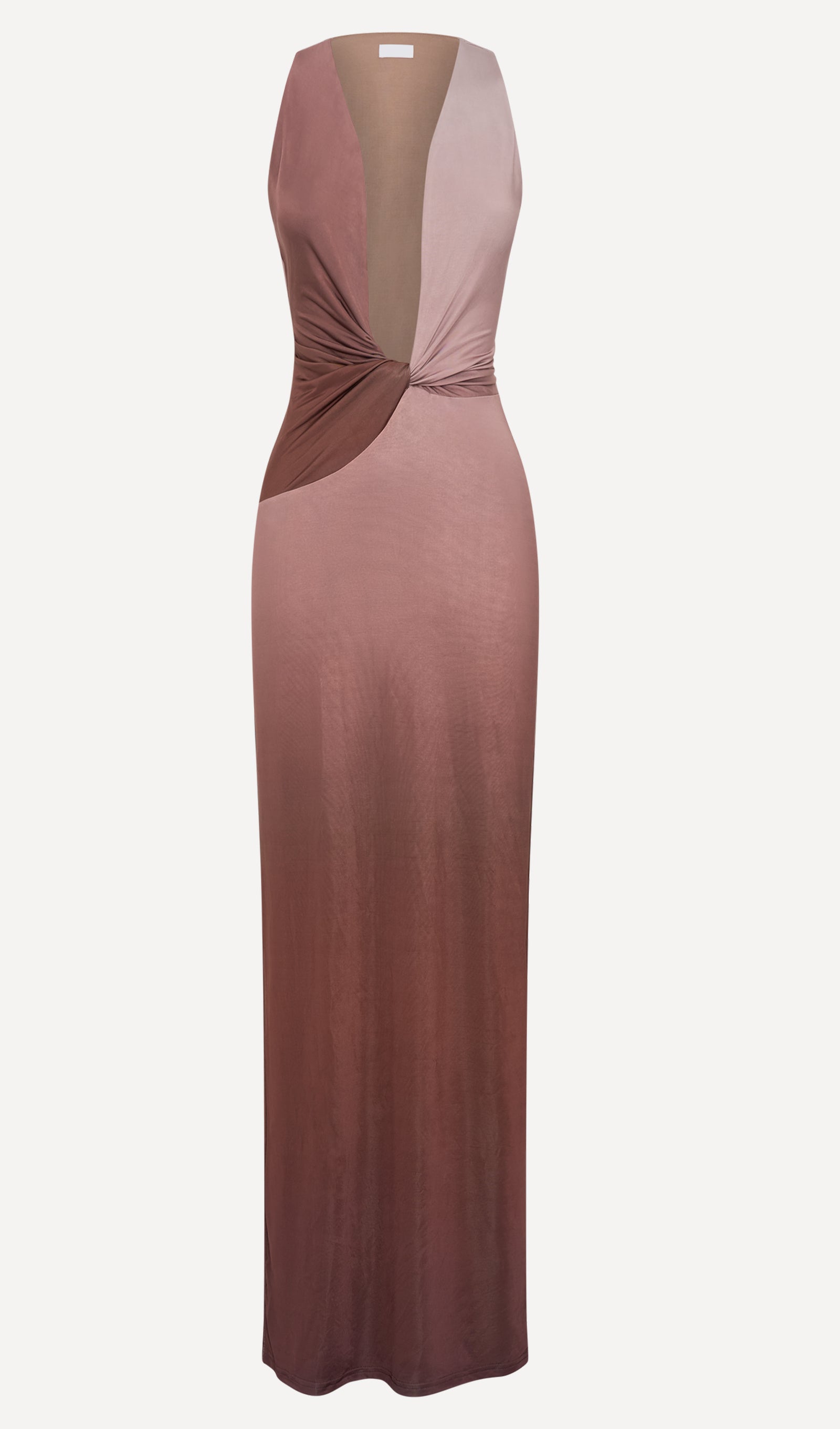 Drapeli Dar Maksi Elbise Mocha Ombre