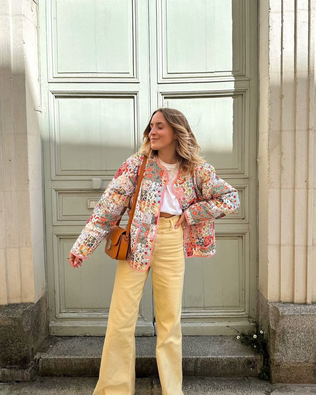 Colorblock Baskılı Pamuklu Ceket