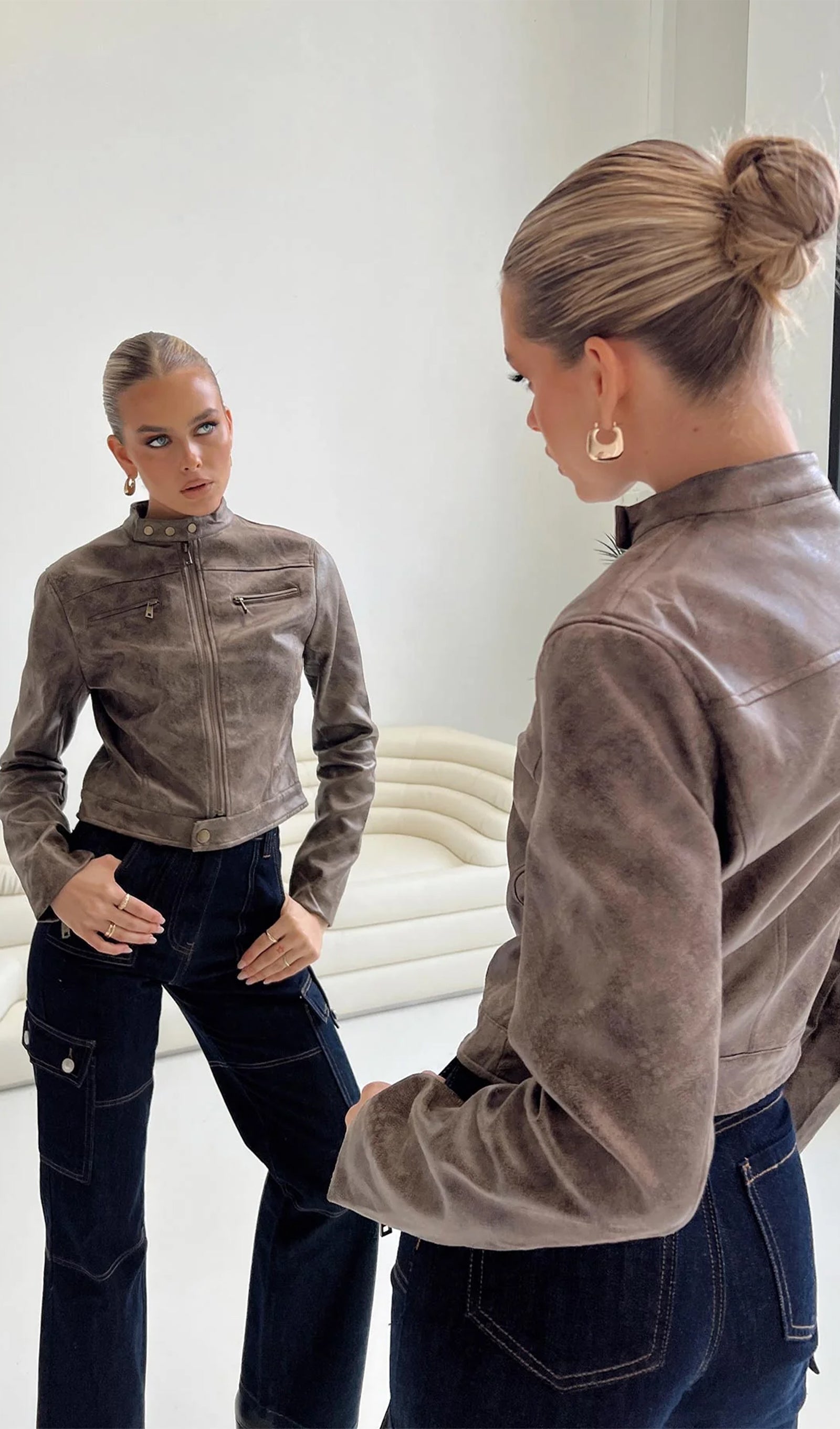 Moto Ceket Çikolata