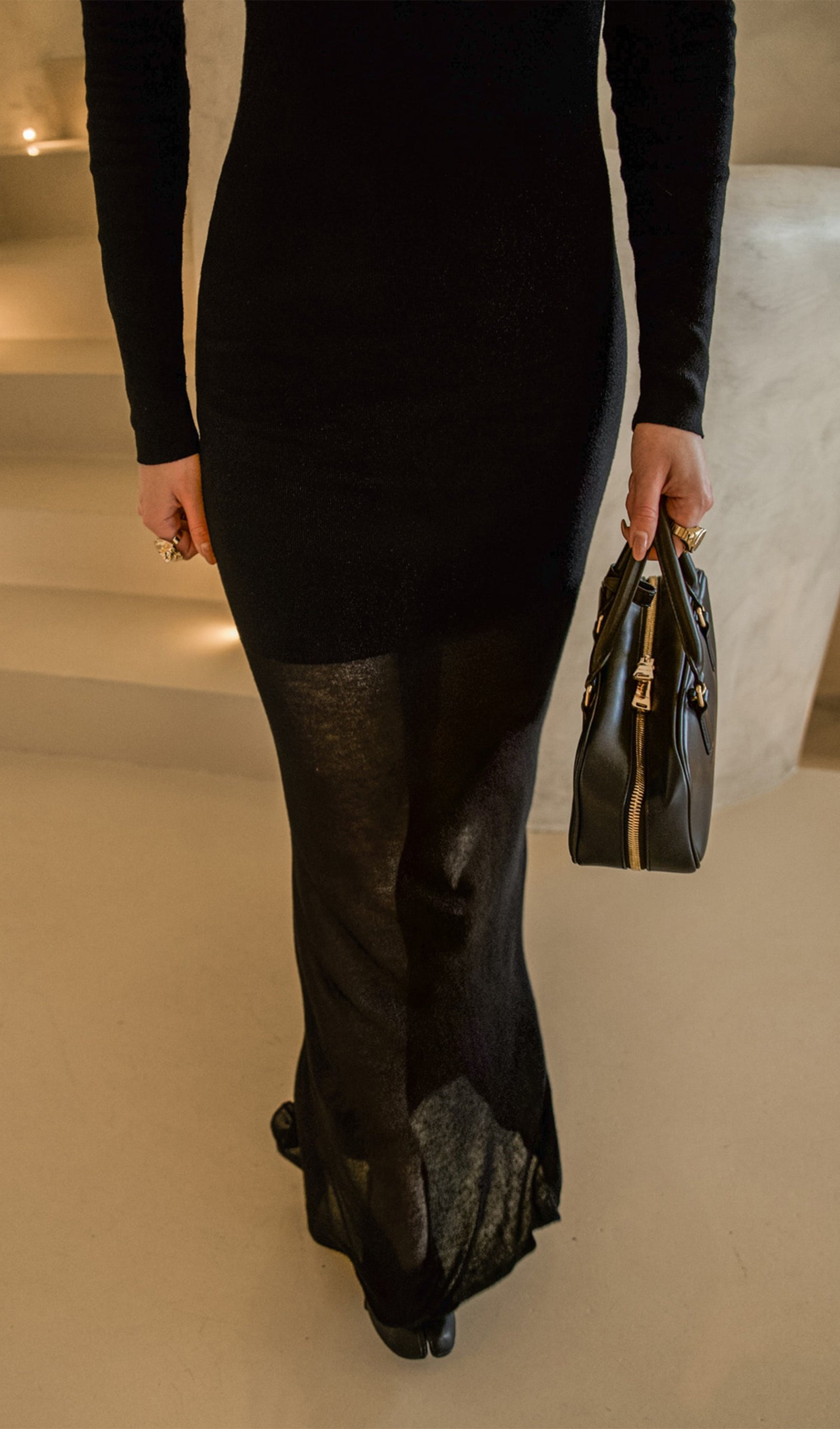 Jersey Karışımlı Maksi Elbise