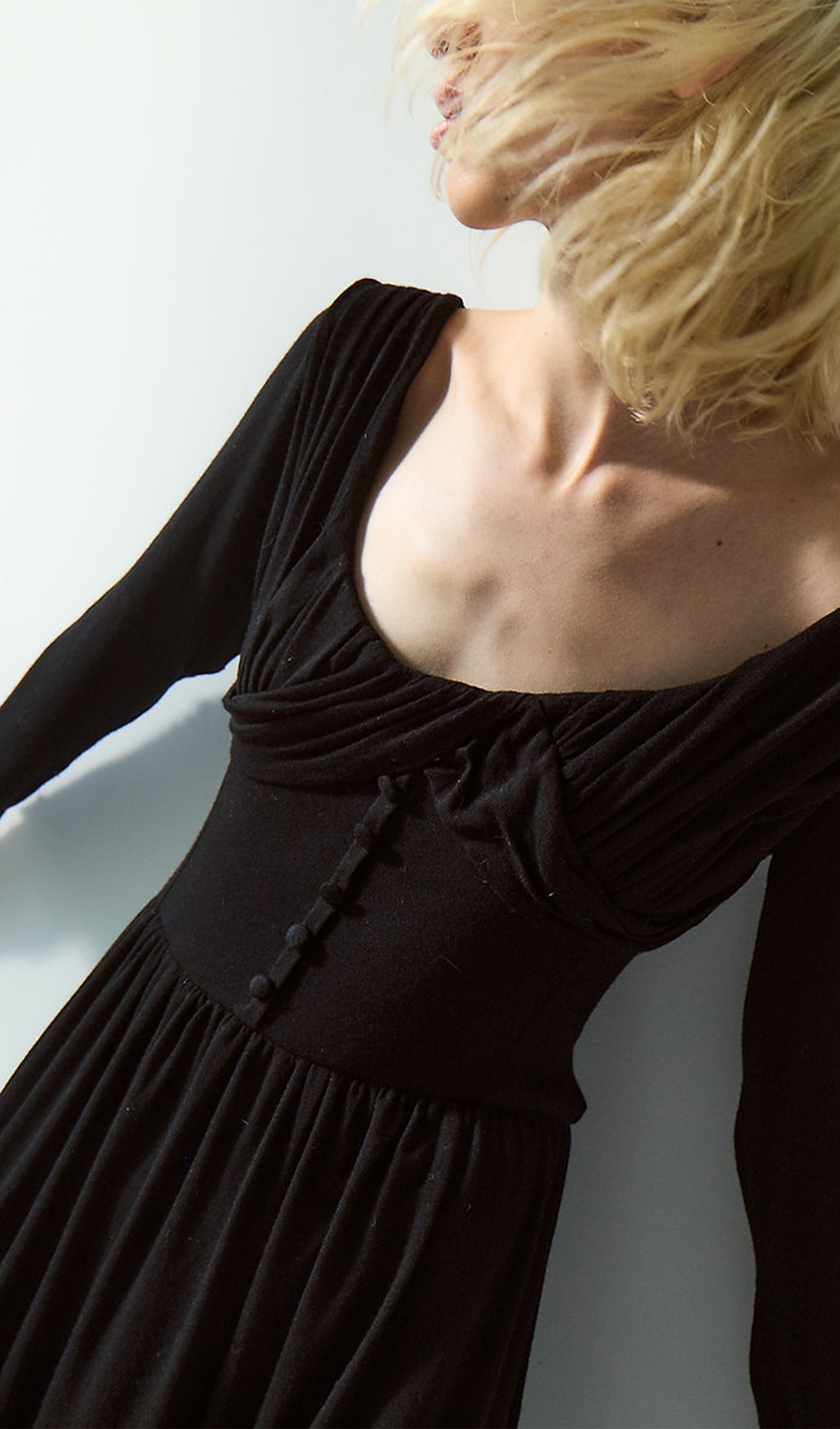 Angora Karışımlı Fırfırlı Maksi Elbise