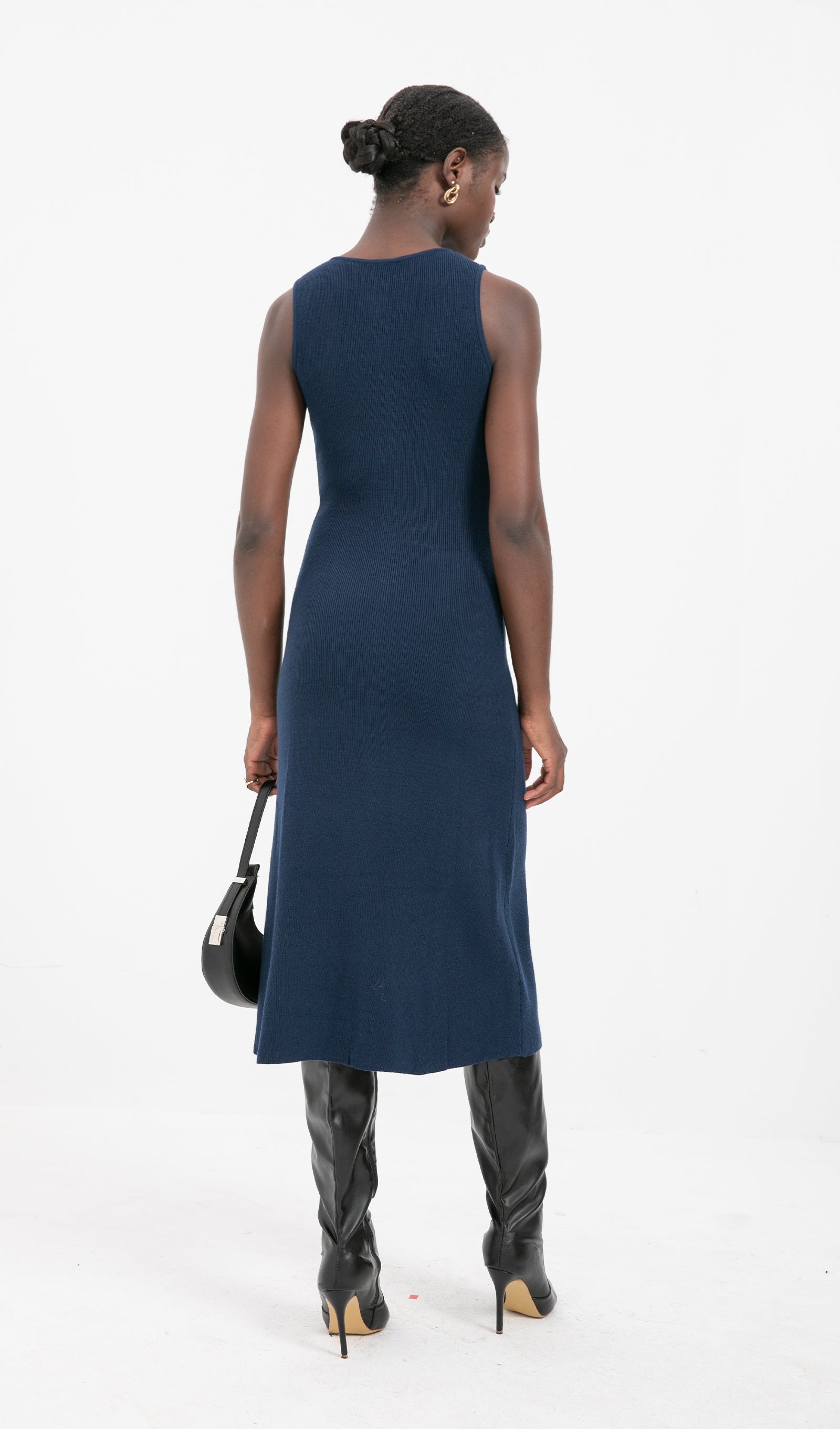 Trendy A-line Örme Midi Elbise