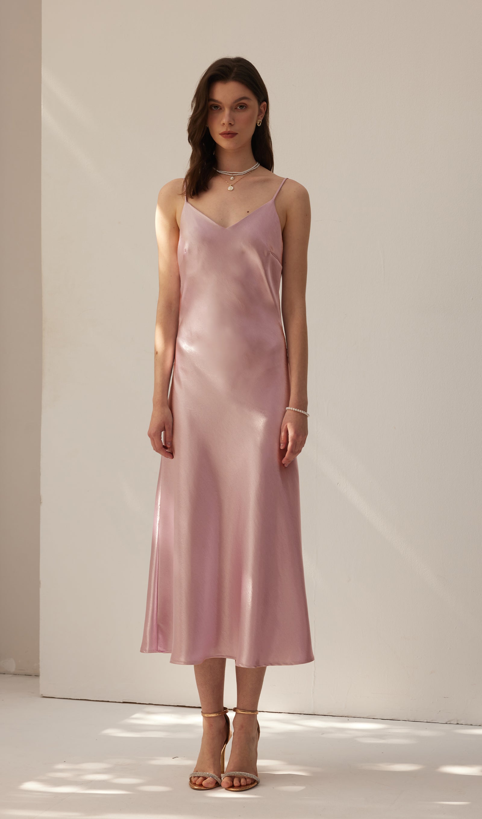 Saten Yelekli Midi Elbise