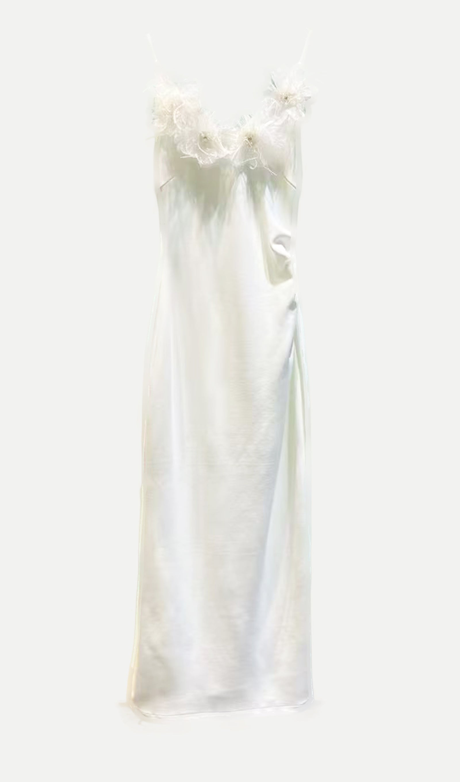 Tüy Süslemeli Slip Midi Elbise