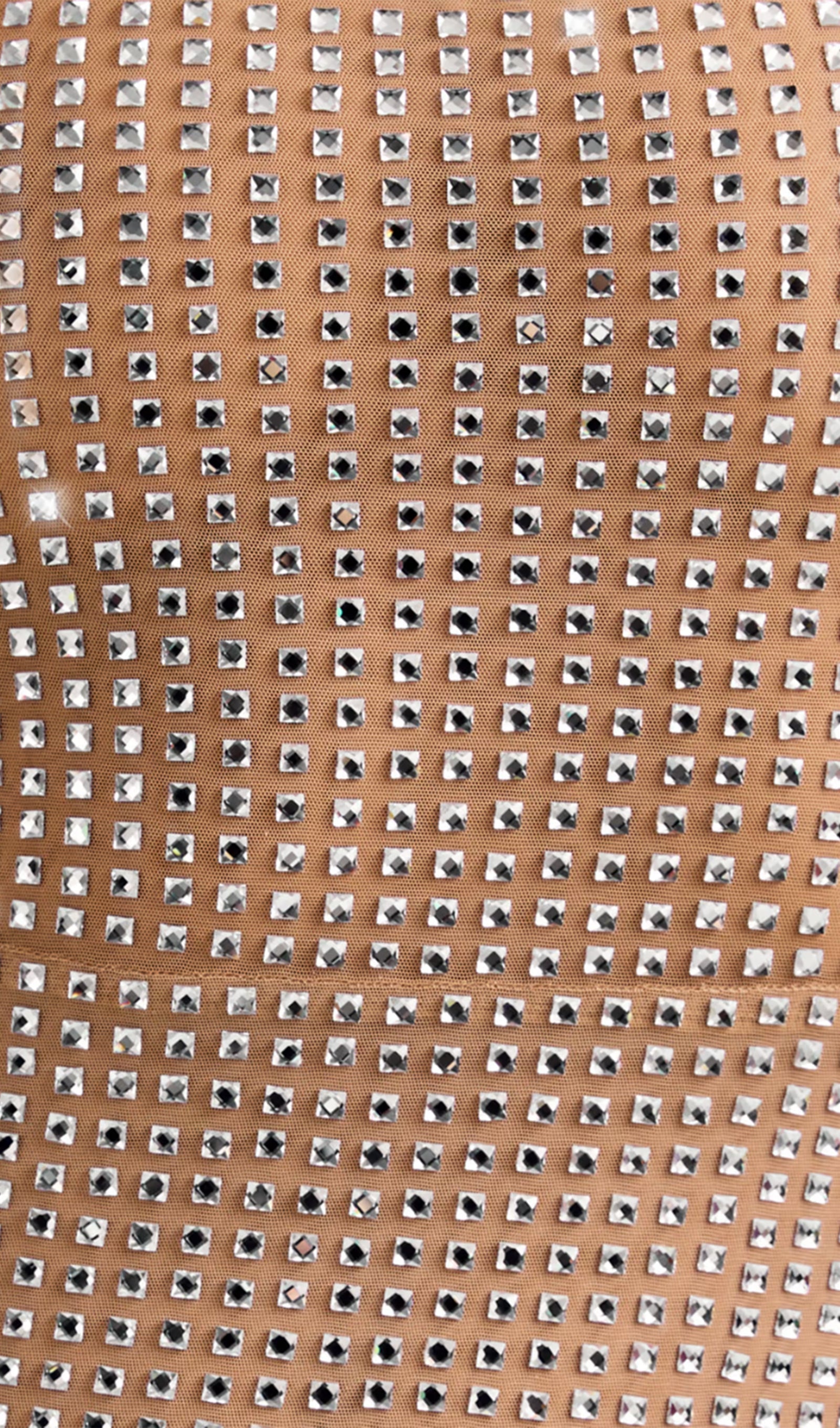 Süslemeli Kesik Maksi Elbise Nude