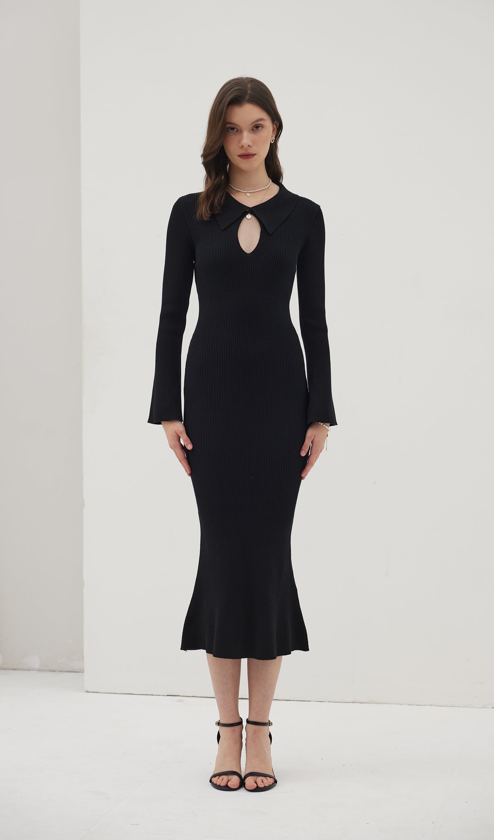 Düz Örme İçi Boş Maksi Elbise