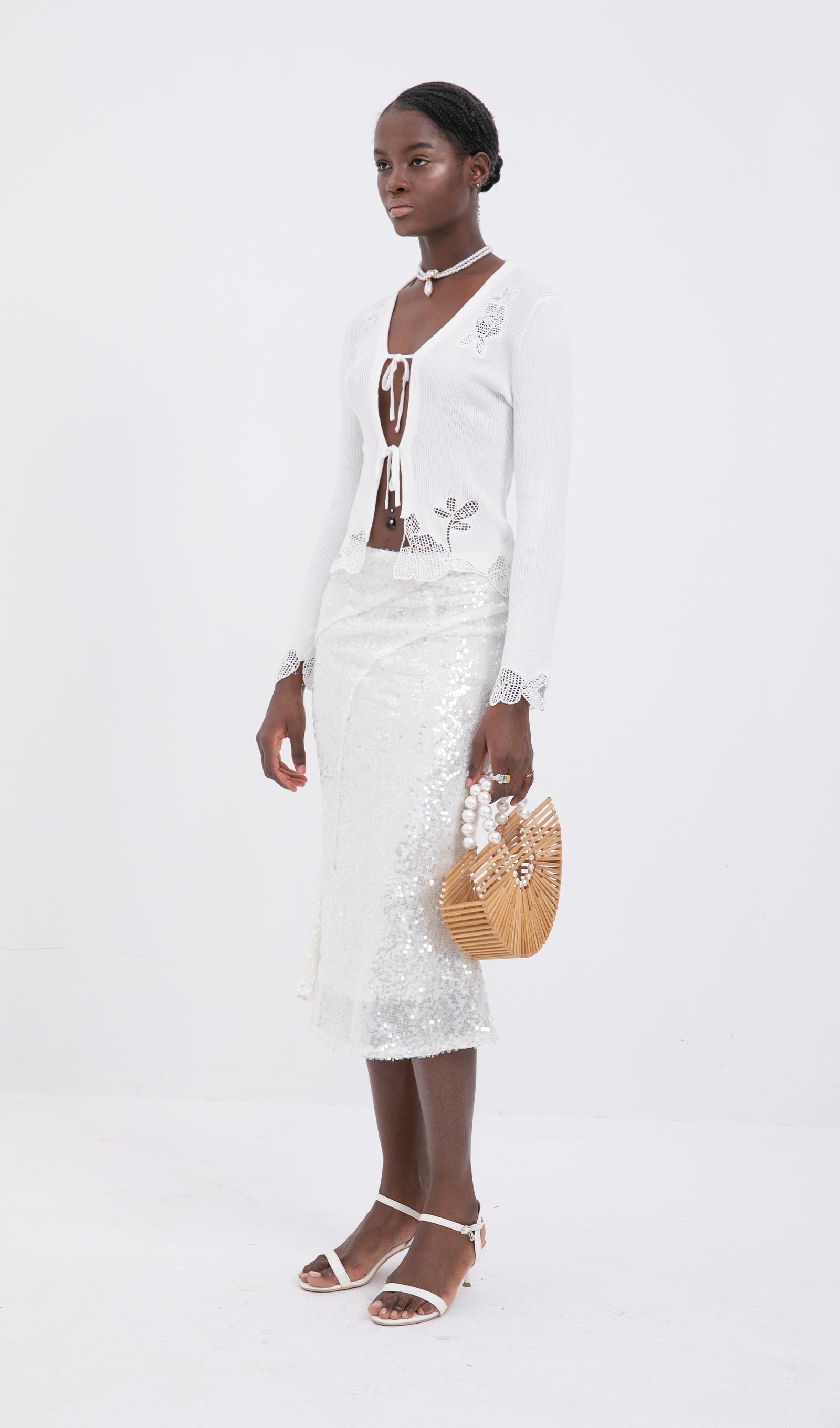 Trendy Çiçekli Dantel Süslemeli Hırka Üst